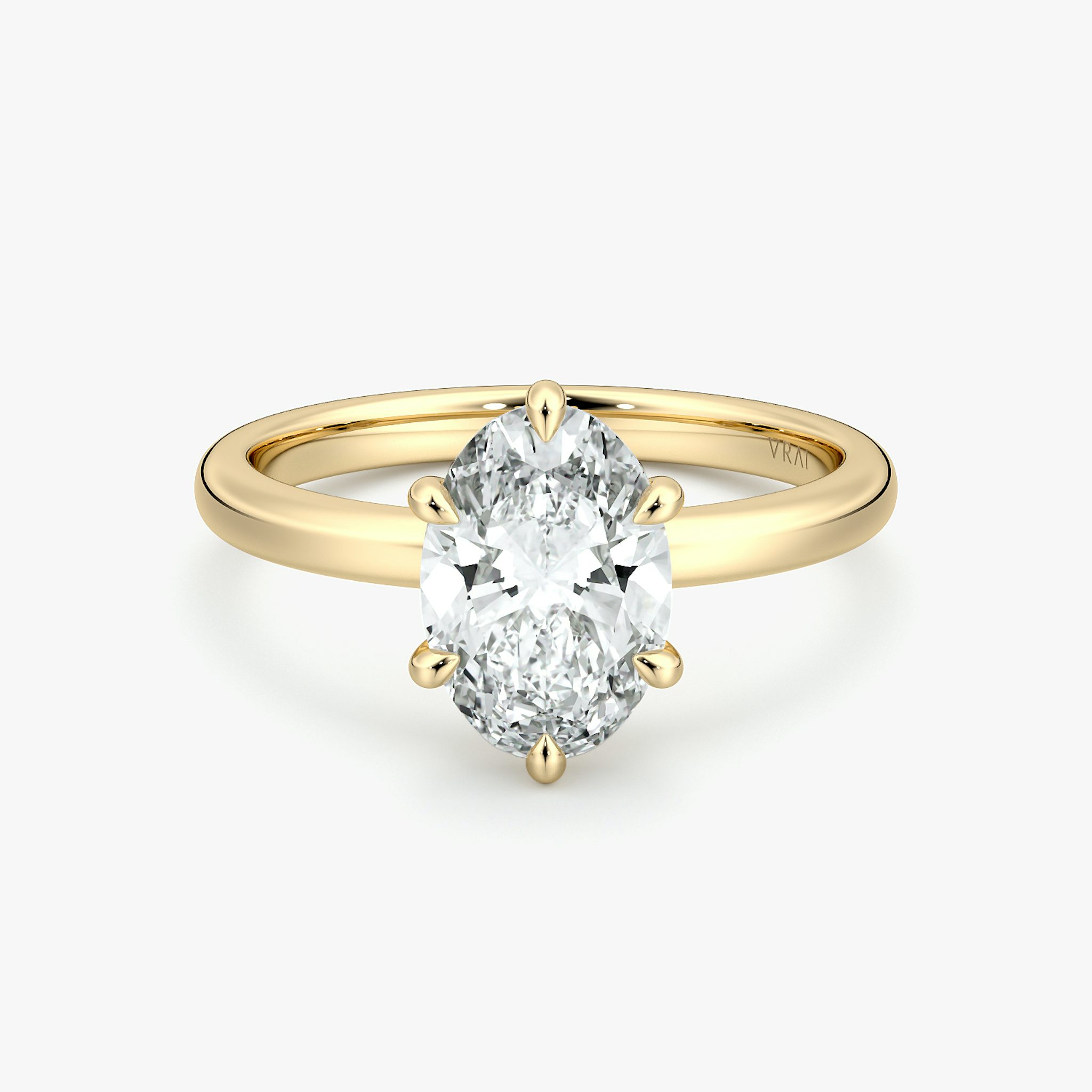 The Signature 6 Prong | Oval | 18k | Yellow Gold | bandAccent: Plain | bandWidth: large | hiddenHalo: no | diamondOrientation: vertical | caratWeight: other