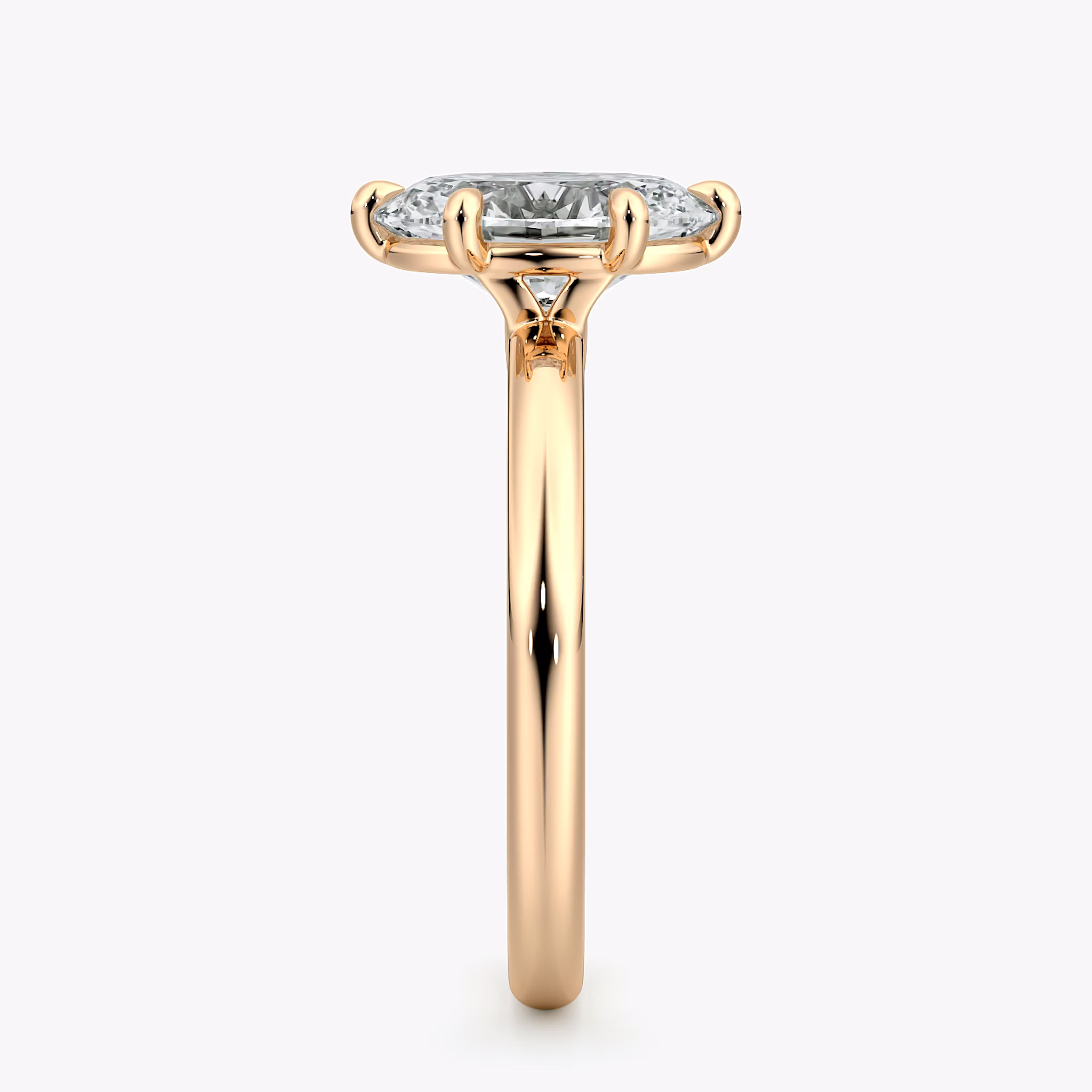 The Signature 6 Prong | Oval | 14k | Rose Gold | bandAccent: Plain | bandWidth: large | hiddenHalo: no | diamondOrientation: vertical | caratWeight: other