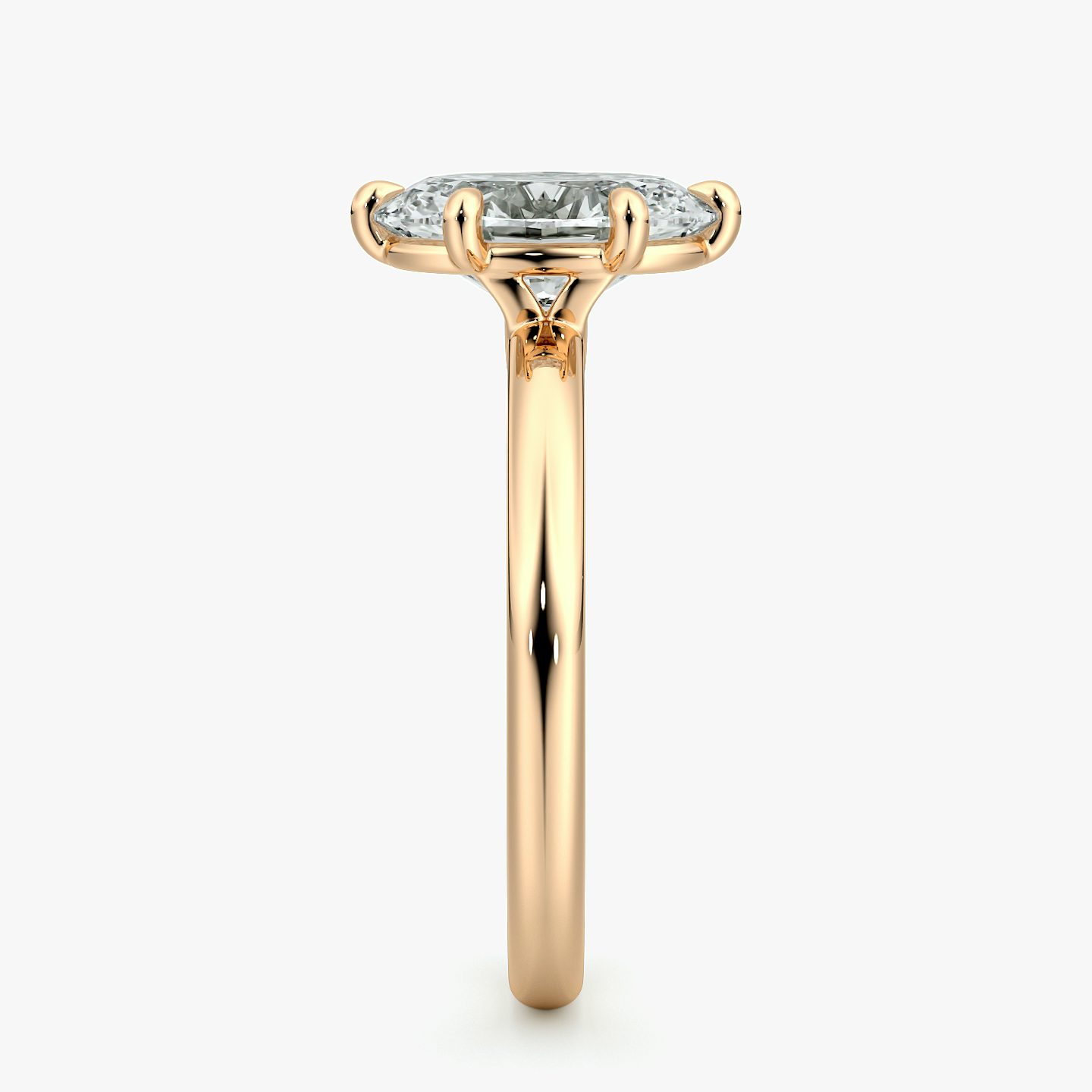 Signature 6 Prong | Oval | 14k | Roségold | bandAccent: Ohne Pavé-Besatz | bandWidth: large | hiddenHalo: no | diamondOrientation: vertical | caratWeight: other