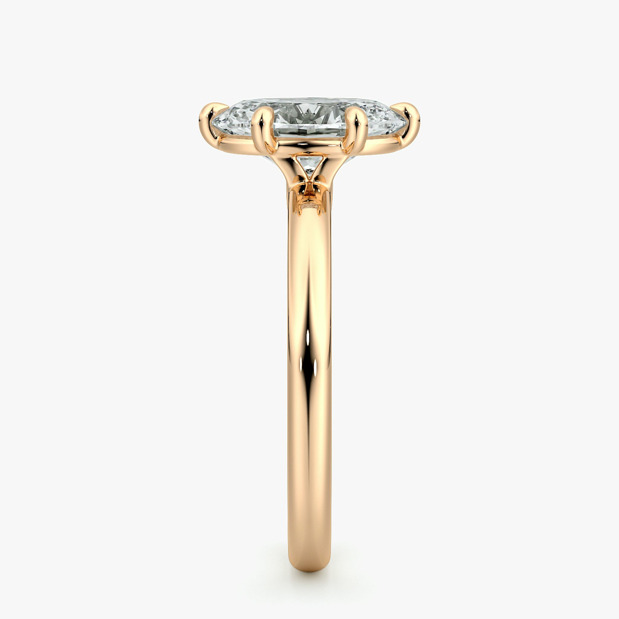 The Signature 6 Prong | Oval | 14k | Rose Gold | bandAccent: Plain | bandWidth: large | hiddenHalo: no | diamondOrientation: vertical | caratWeight: other