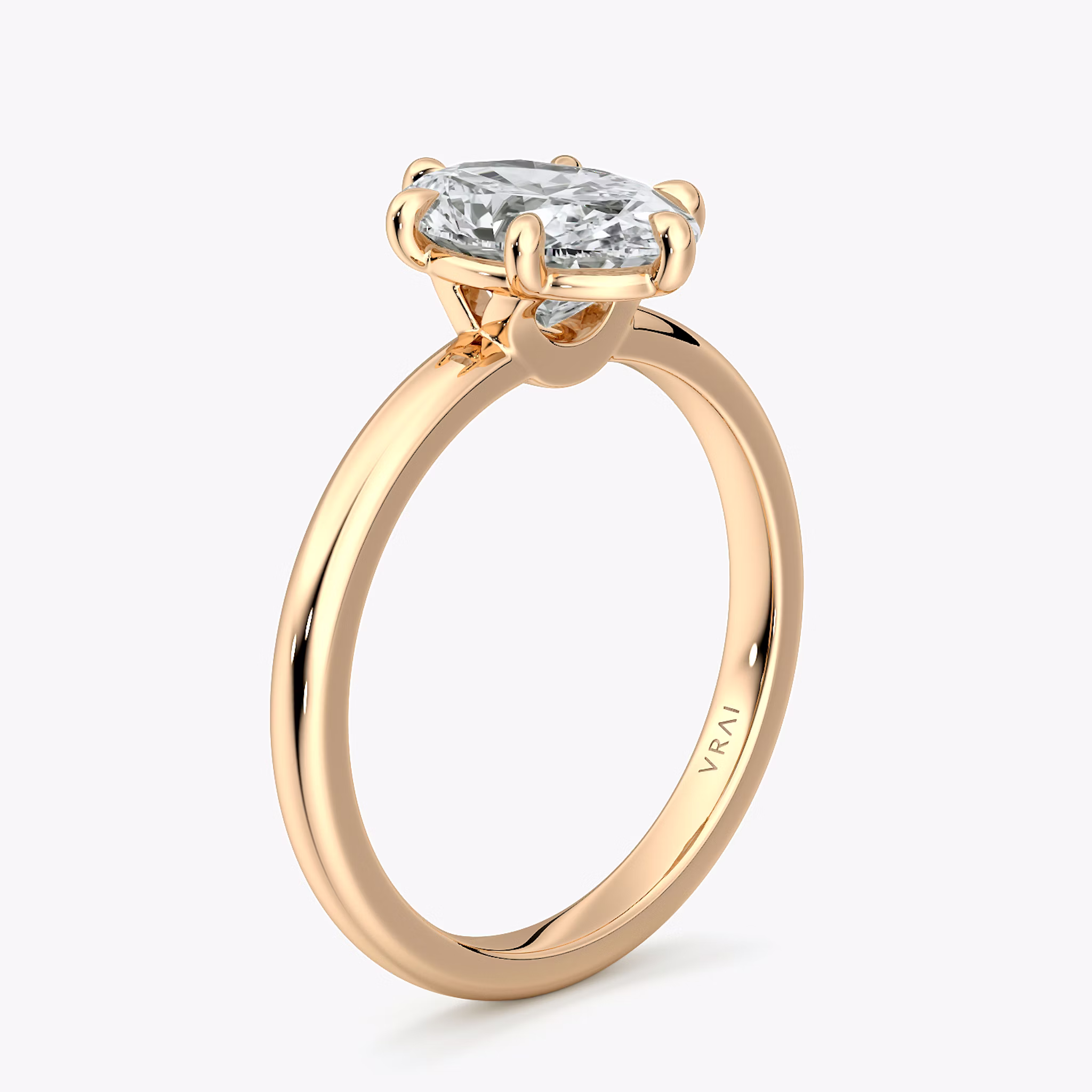 The Signature 6 Prong | Oval | 14k | Rose Gold | bandAccent: Plain | bandWidth: large | hiddenHalo: no | diamondOrientation: vertical | caratWeight: other