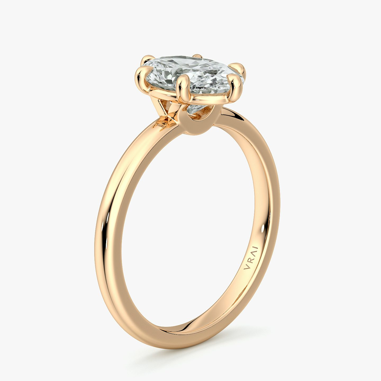 Signature 6 Prong | Oval | 14k | Roségold | bandAccent: Ohne Pavé-Besatz | bandWidth: large | hiddenHalo: no | diamondOrientation: vertical | caratWeight: other