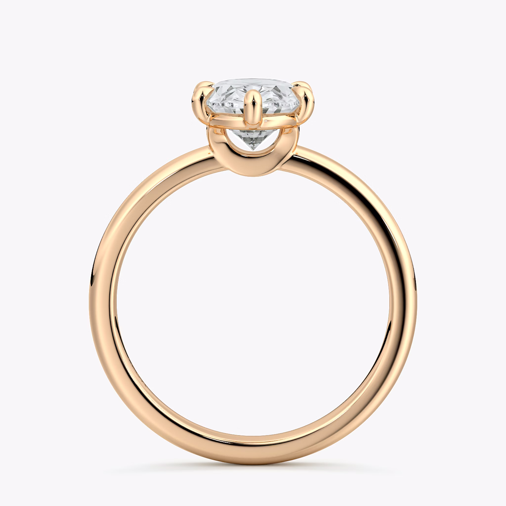 The Signature 6 Prong | Oval | 14k | Rose Gold | bandAccent: Plain | bandWidth: large | hiddenHalo: no | diamondOrientation: vertical | caratWeight: other