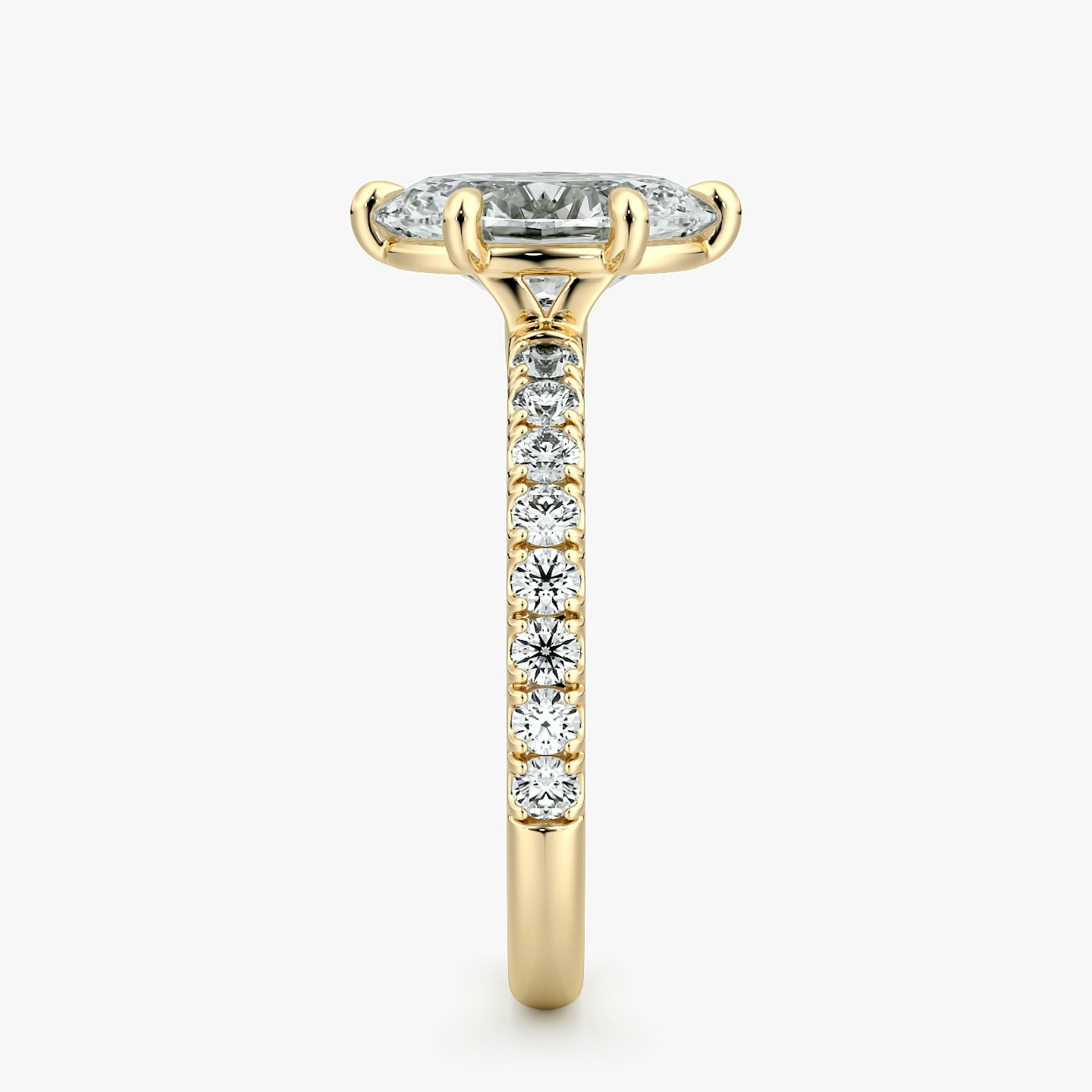 The Signature 6 Prong | Oval | 18k | Yellow Gold | bandAccent: Pavé | bandWidth: large | hiddenHalo: no | diamondOrientation: vertical | caratWeight: other