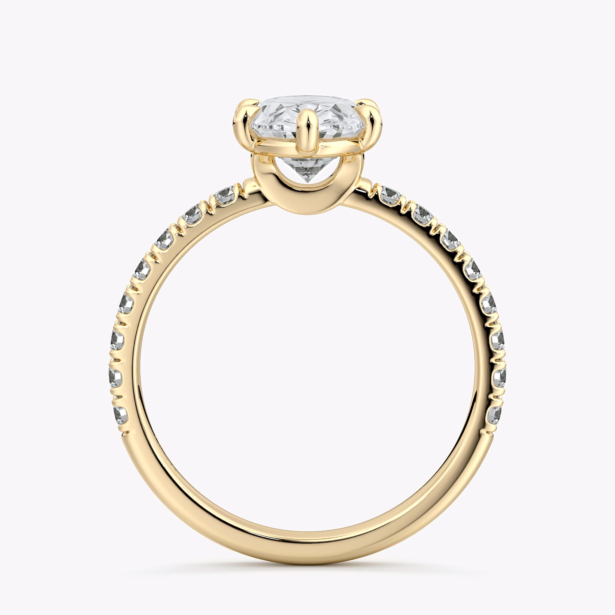 The Signature 6 Prong | Oval | 18k | Yellow Gold | bandAccent: Pavé | bandWidth: large | hiddenHalo: no | diamondOrientation: vertical | caratWeight: other