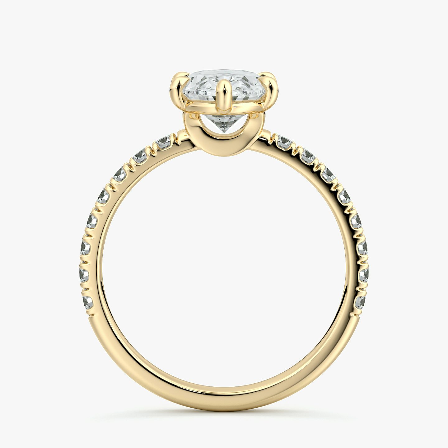 The Signature 6 Prong | Oval | 18k | Yellow Gold | bandAccent: Pavé | bandWidth: large | hiddenHalo: no | diamondOrientation: vertical | caratWeight: other