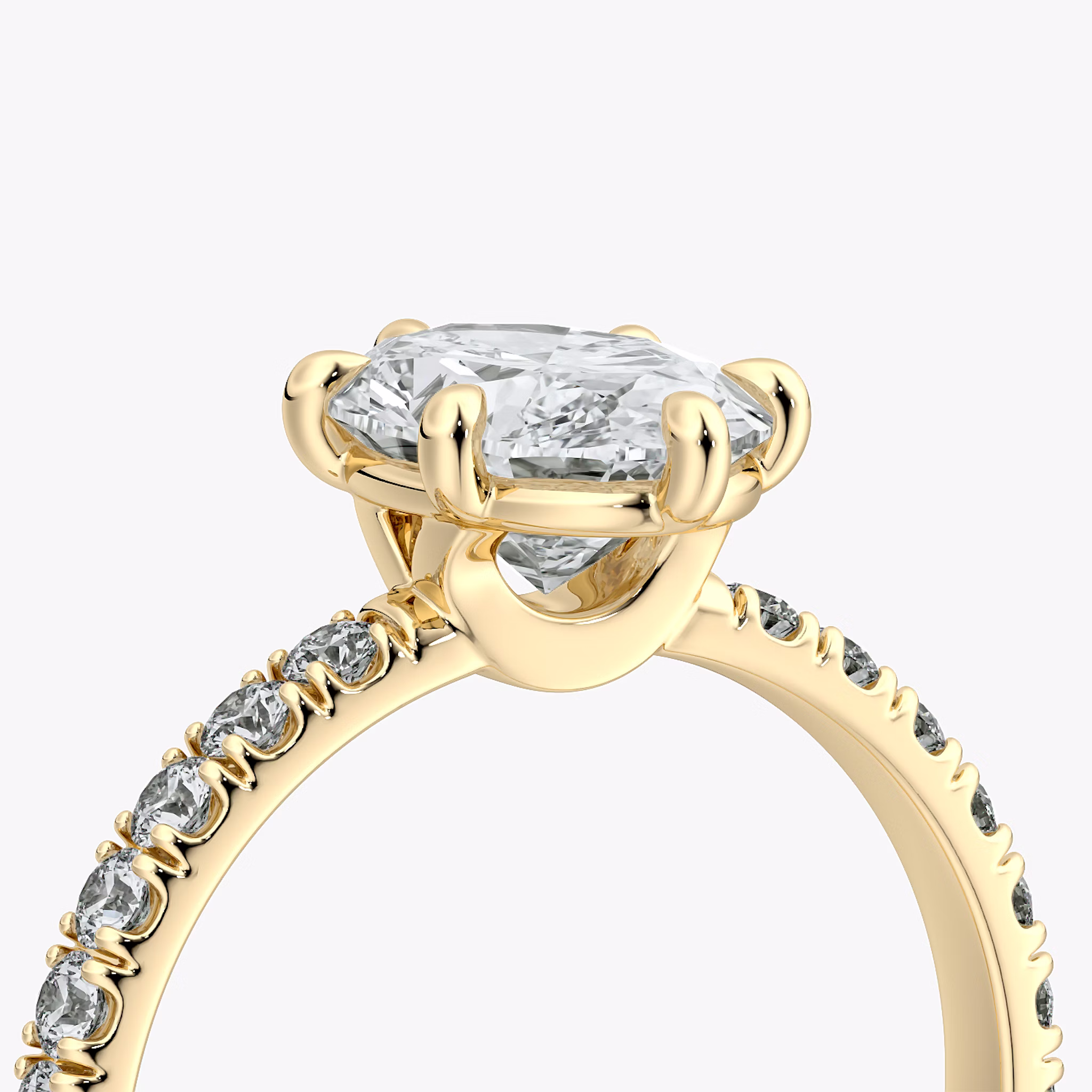 The Signature 6 Prong | Oval | 18k | Yellow Gold | bandAccent: Pavé | bandWidth: large | hiddenHalo: no | diamondOrientation: vertical | caratWeight: other