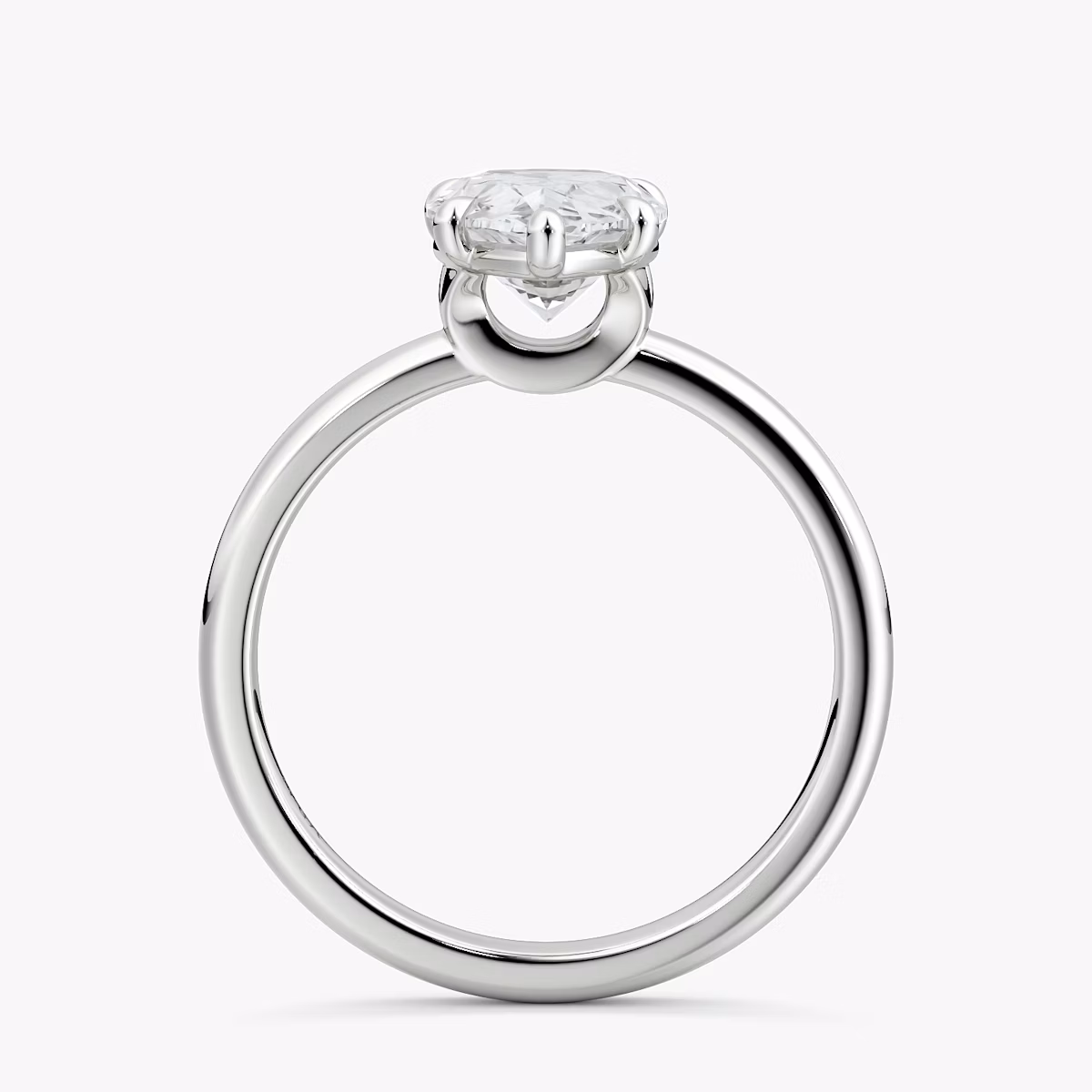 The Signature 6 Prong | Pear | 18k | White Gold | bandAccent: Plain | bandWidth: large | hiddenHalo: no | diamondOrientation: vertical | caratWeight: other