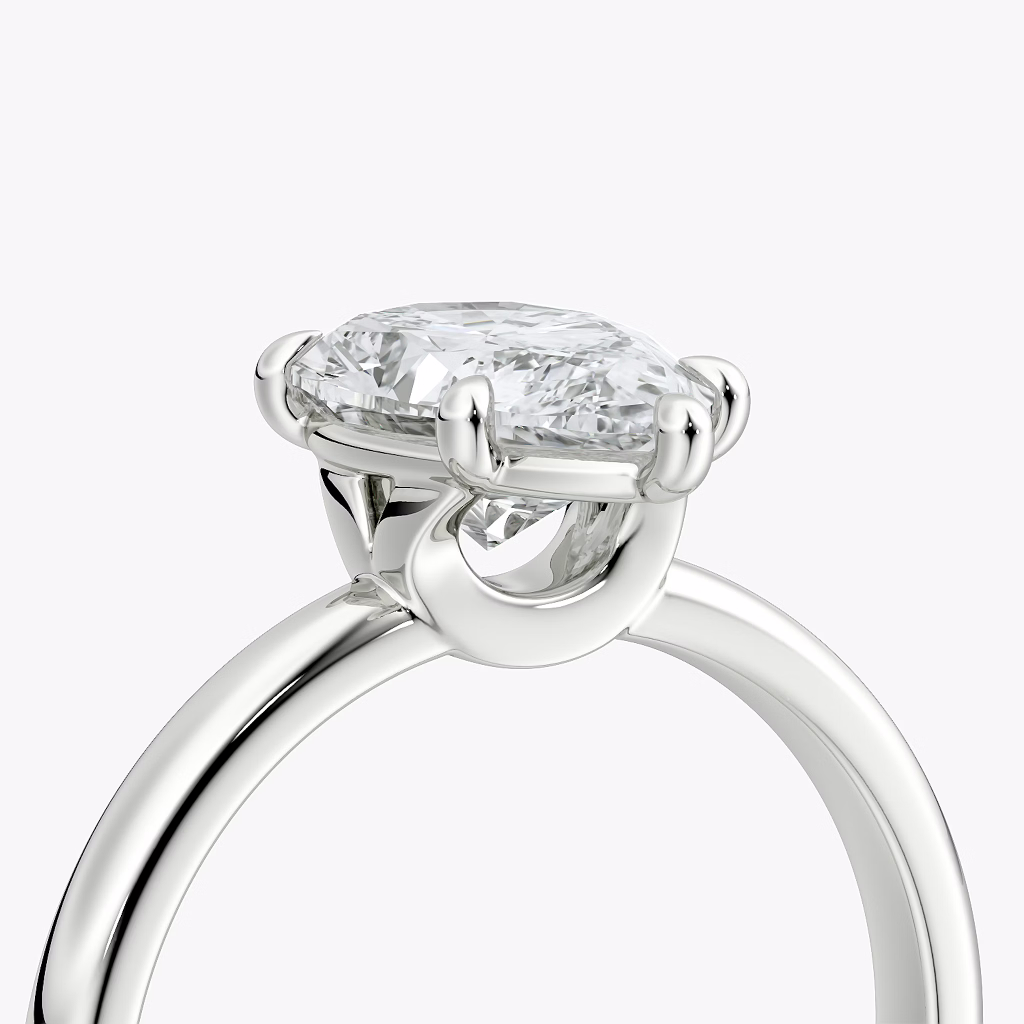 The Signature 6 Prong | Pear | 18k | White Gold | bandAccent: Plain | bandWidth: large | hiddenHalo: no | diamondOrientation: vertical | caratWeight: other