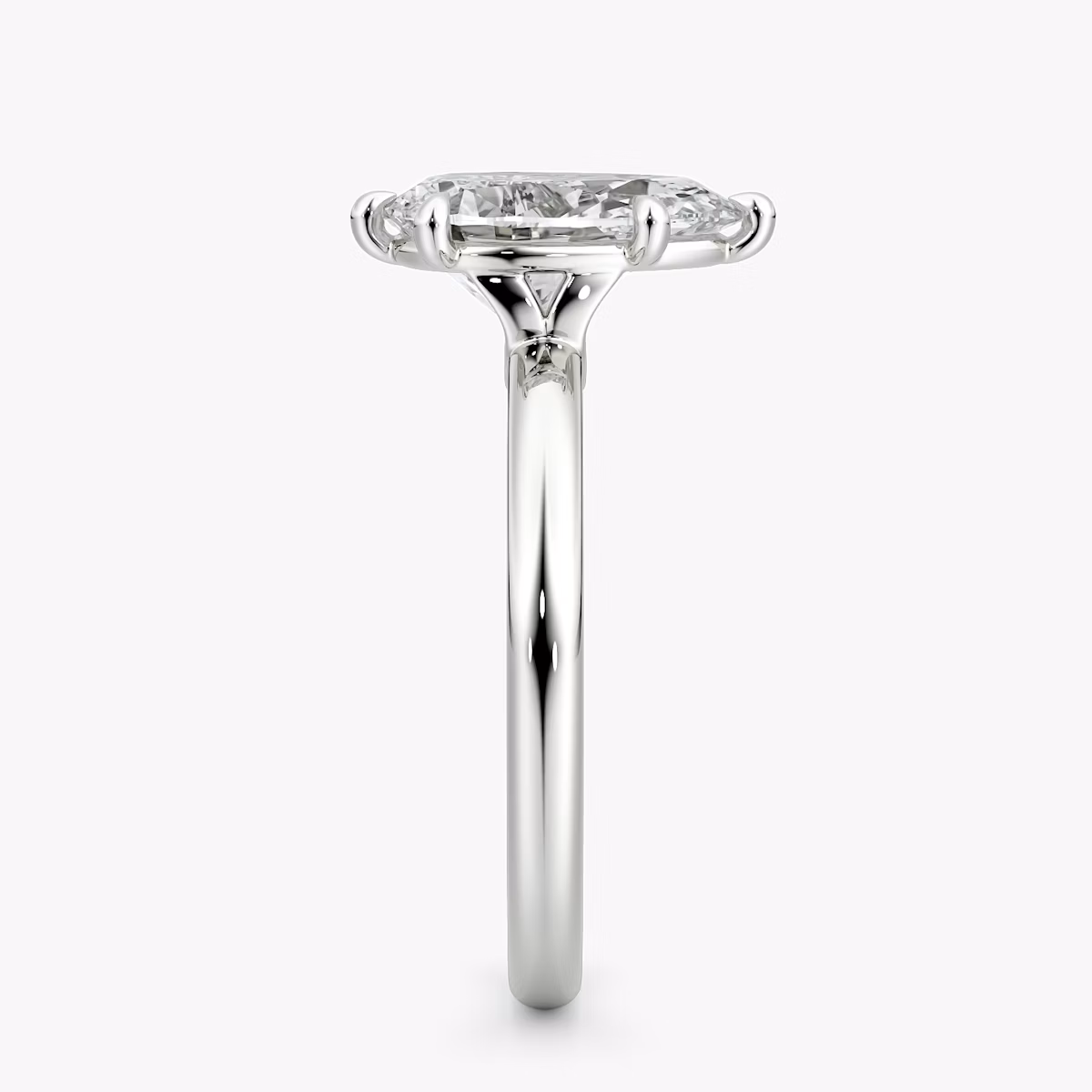 The Signature 6 Prong | Pear | 18k | White Gold | bandAccent: Plain | bandWidth: large | hiddenHalo: no | diamondOrientation: vertical | caratWeight: other