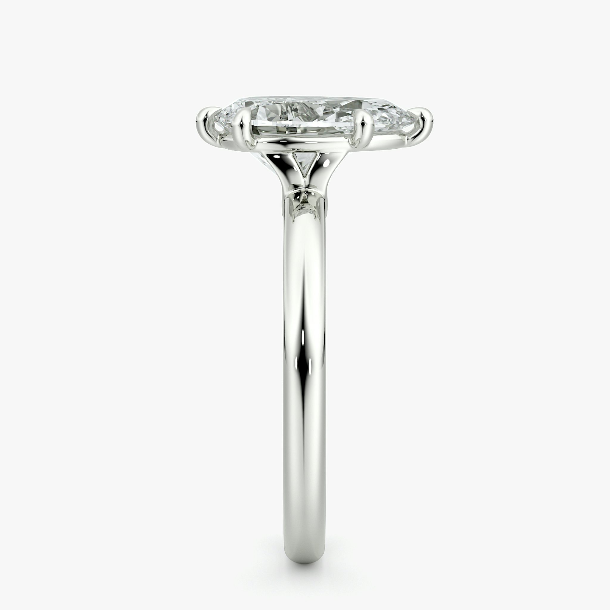 The Signature 6 Prong | Pear | 18k | White Gold | bandAccent: Plain | bandWidth: large | hiddenHalo: no | diamondOrientation: vertical | caratWeight: other