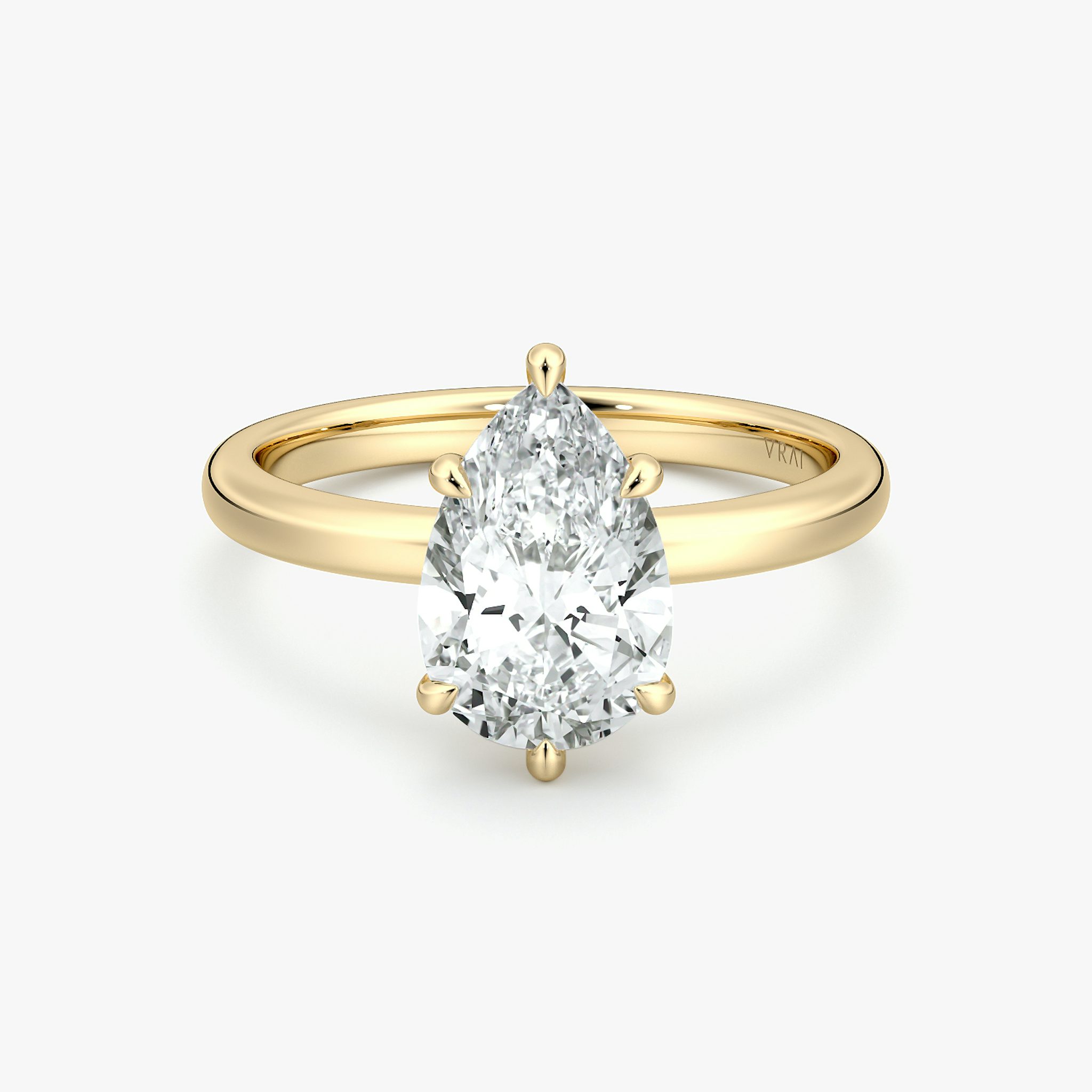 The Signature 6 Prong | Pear | 18k | Yellow Gold | bandAccent: Plain | bandWidth: large | hiddenHalo: no | diamondOrientation: vertical | caratWeight: other