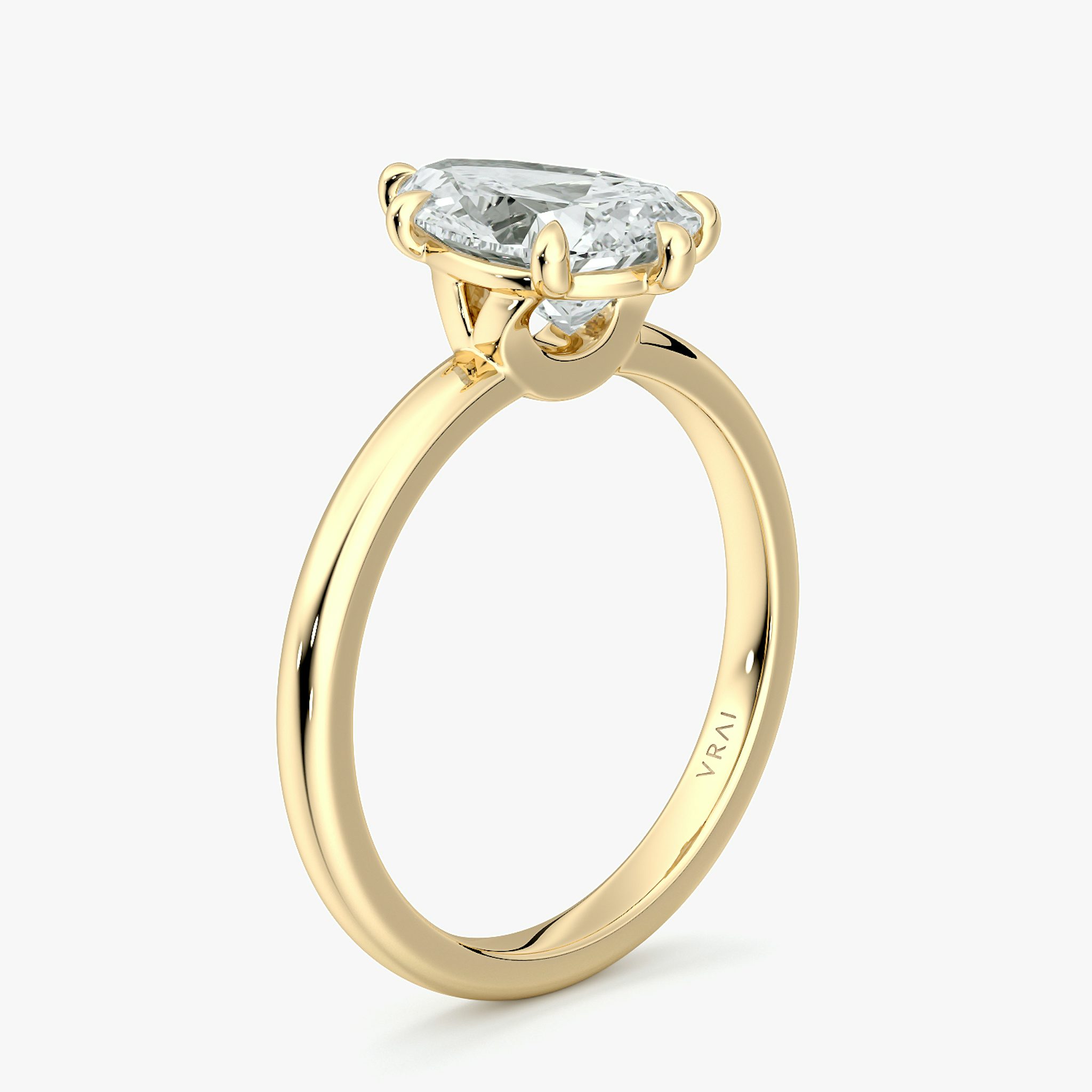 The Signature 6 Prong | Pear | 18k | Yellow Gold | bandAccent: Plain | bandWidth: large | hiddenHalo: no | diamondOrientation: vertical | caratWeight: other