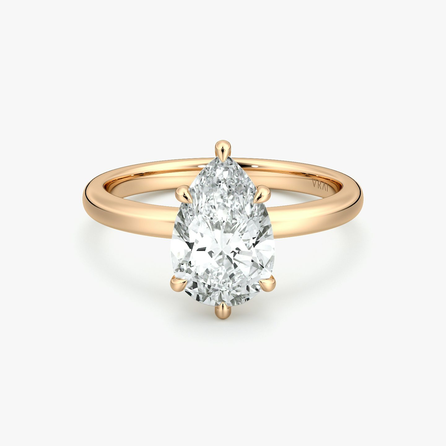 Signature 6 Prong | Tropfen | 14k | Roségold | bandAccent: Ohne Pavé-Besatz | bandWidth: large | hiddenHalo: no | diamondOrientation: vertical | caratWeight: other