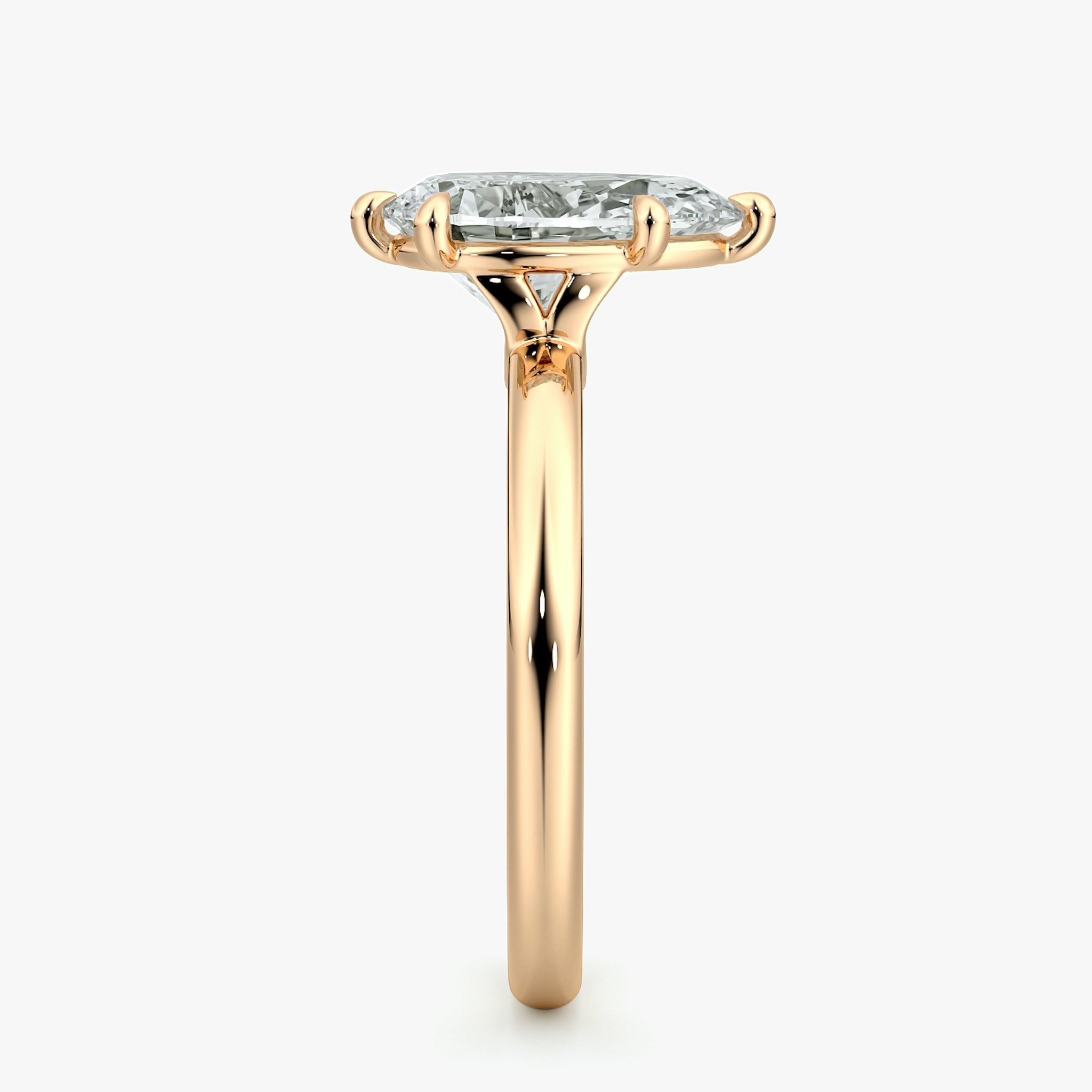 The Signature 6 Prong | Pear | 14k | Rose Gold | bandAccent: Plain | bandWidth: large | hiddenHalo: no | diamondOrientation: vertical | caratWeight: other