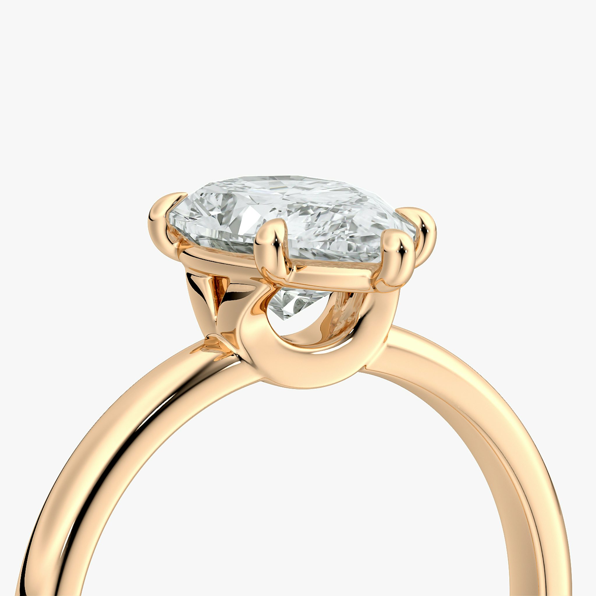 The Signature 6 Prong | Pear | 14k | Rose Gold | bandAccent: Plain | bandWidth: large | hiddenHalo: no | diamondOrientation: vertical | caratWeight: other