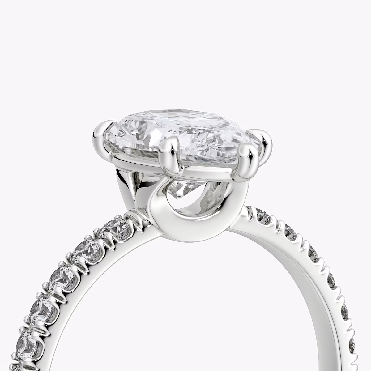 The Signature 6 Prong | Pear | Platinum | bandAccent: Pavé | bandWidth: large | hiddenHalo: no | diamondOrientation: vertical | caratWeight: other