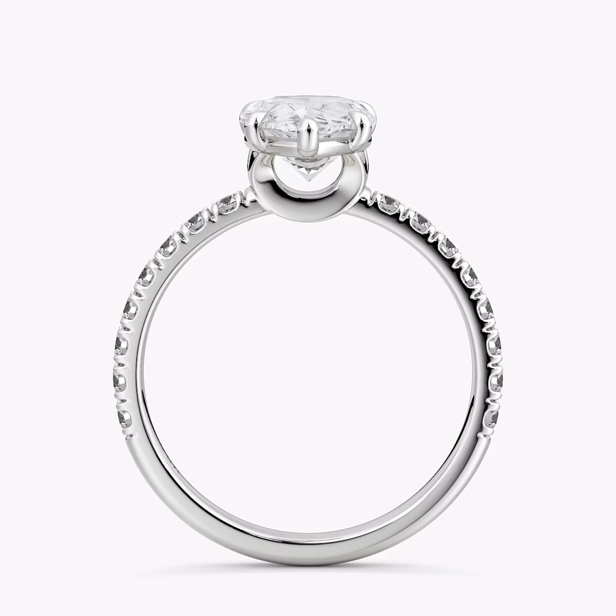 The Signature 6 Prong | Pear | Platinum | bandAccent: Pavé | bandWidth: large | hiddenHalo: no | diamondOrientation: vertical | caratWeight: other