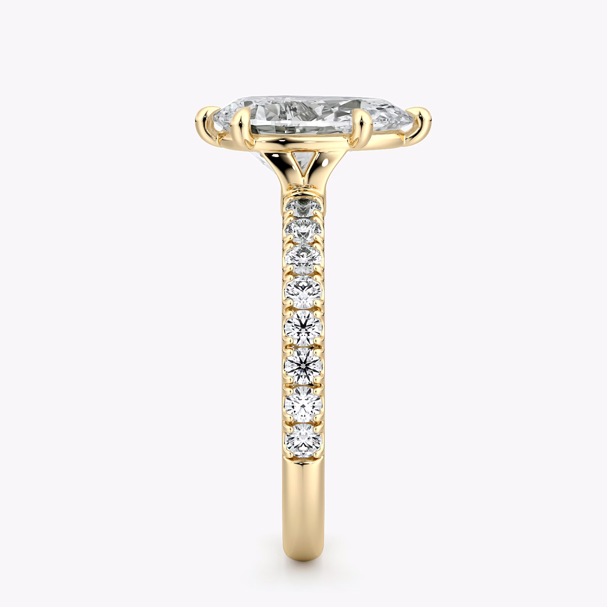 The Signature 6 Prong | Pear | 18k | Yellow Gold | bandAccent: Pavé | bandWidth: large | hiddenHalo: no | diamondOrientation: vertical | caratWeight: other
