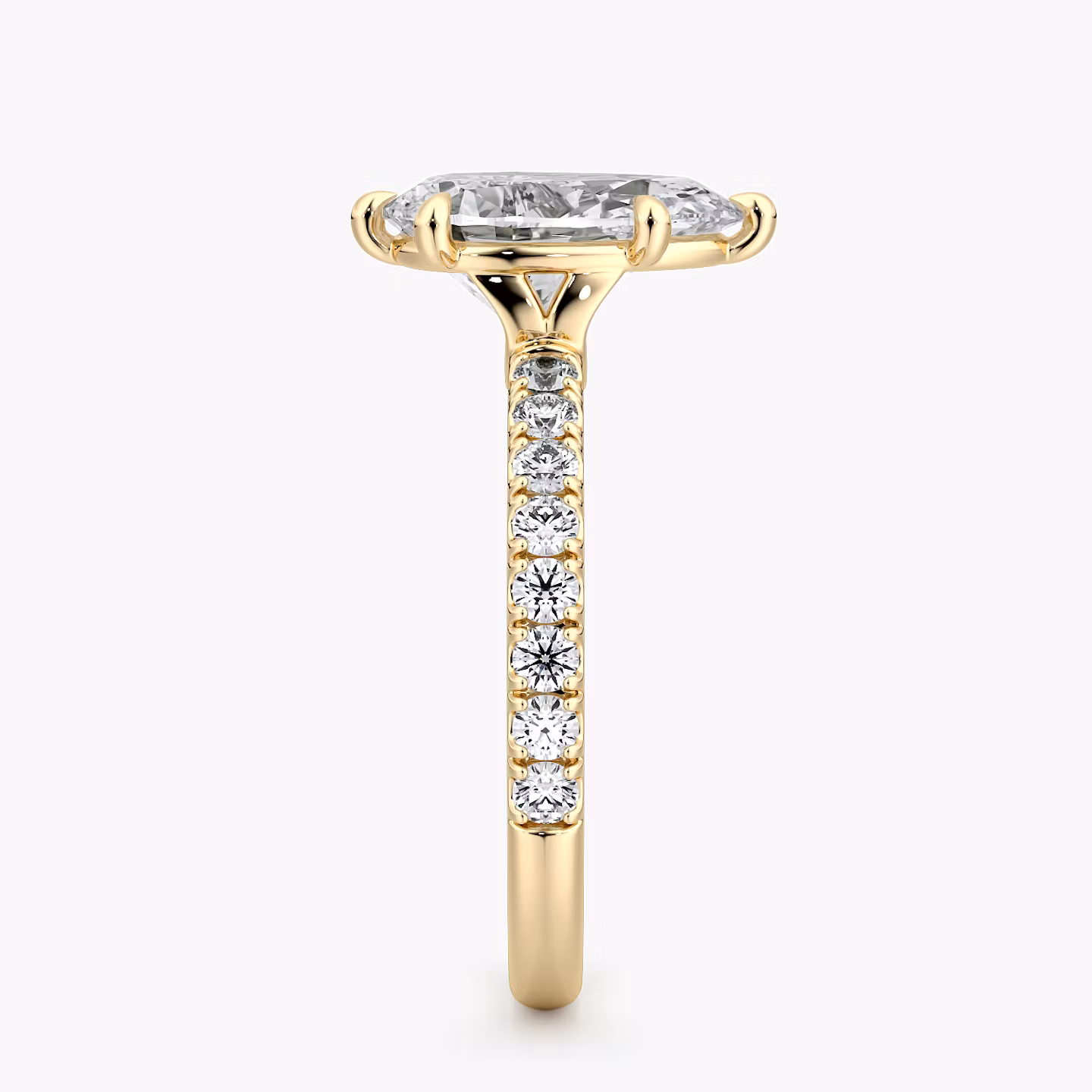 Signature 6 Prong | Tropfen | 18k | Gelbgold | bandAccent: Mit Pavé-Besatz | bandWidth: large | hiddenHalo: no | diamondOrientation: vertical | caratWeight: other