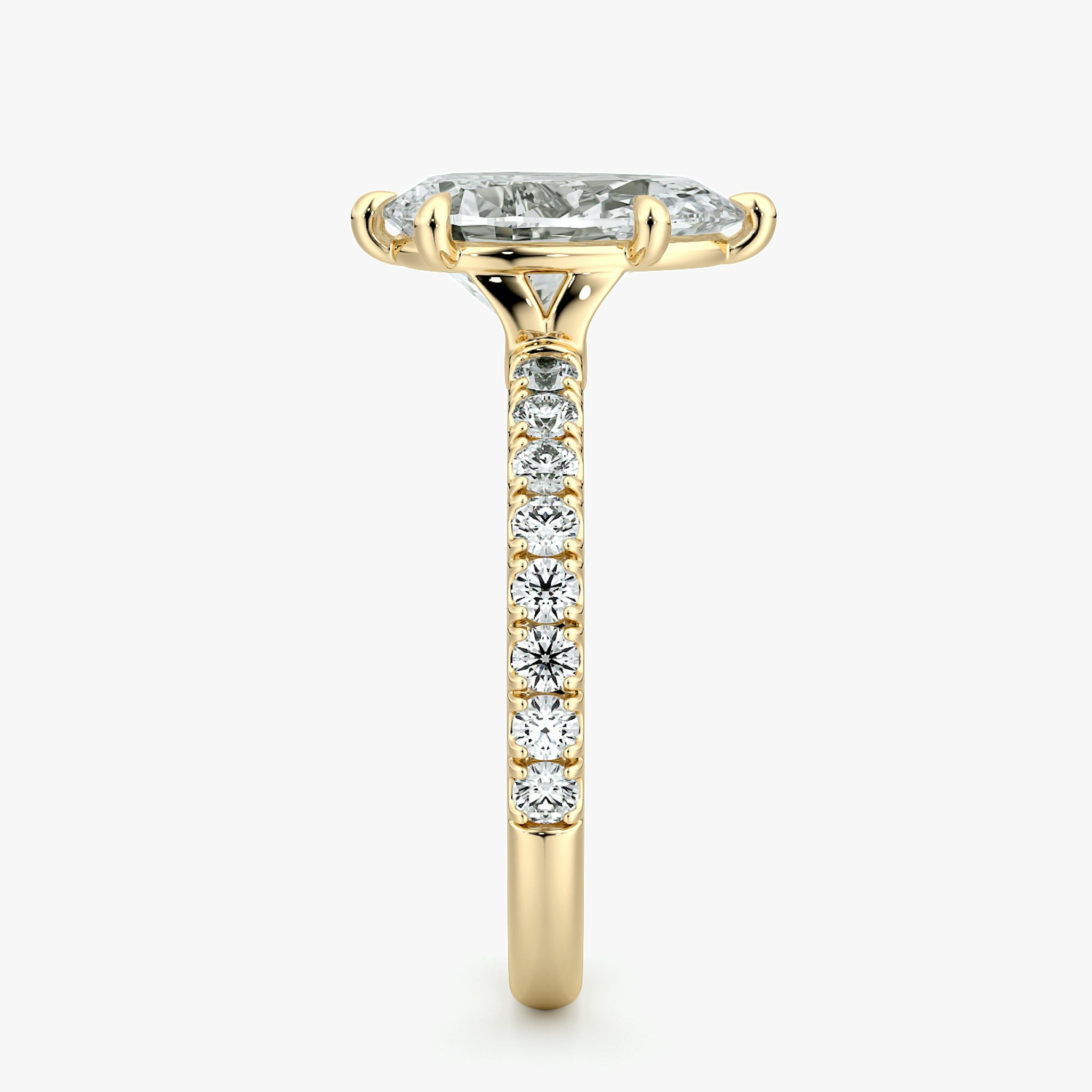 The Signature 6 Prong | Pear | 18k | Yellow Gold | bandAccent: Pavé | bandWidth: large | hiddenHalo: no | diamondOrientation: vertical | caratWeight: other