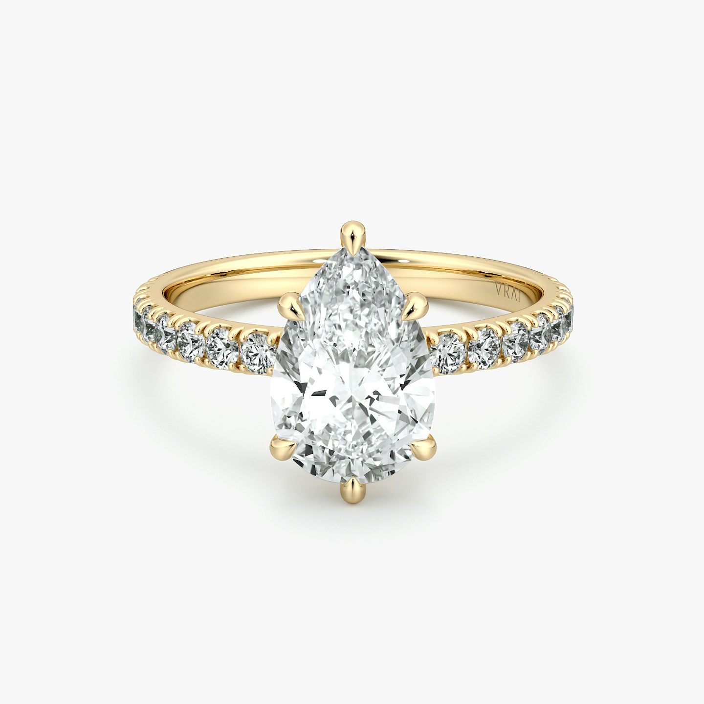 Signature 6 Prong | Tropfen | 18k | Gelbgold | bandAccent: Mit Pavé-Besatz | bandWidth: large | hiddenHalo: no | diamondOrientation: vertical | caratWeight: other