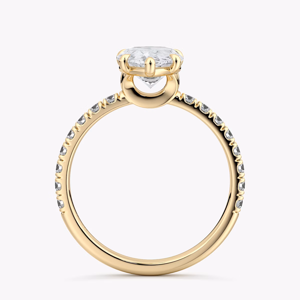 The Signature 6 Prong | Pear | 18k | Yellow Gold | bandAccent: Pavé | bandWidth: large | hiddenHalo: no | diamondOrientation: vertical | caratWeight: other