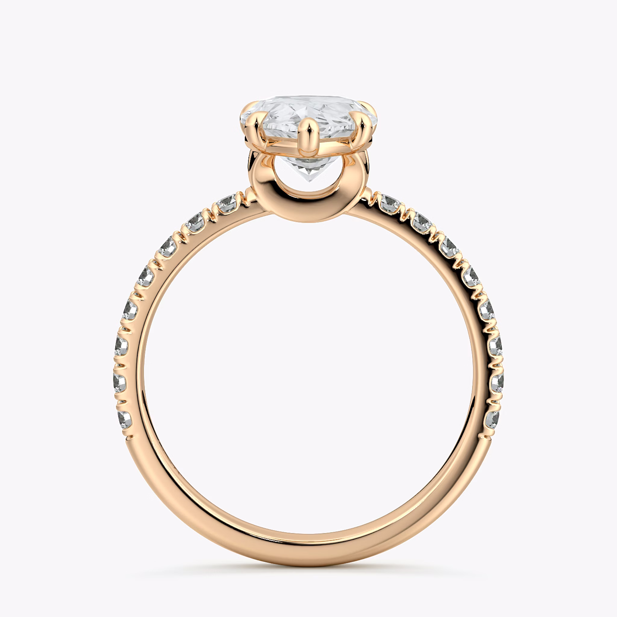The Signature 6 Prong | Pear | 14k | Rose Gold | bandAccent: Pavé | bandWidth: large | hiddenHalo: no | diamondOrientation: vertical | caratWeight: other