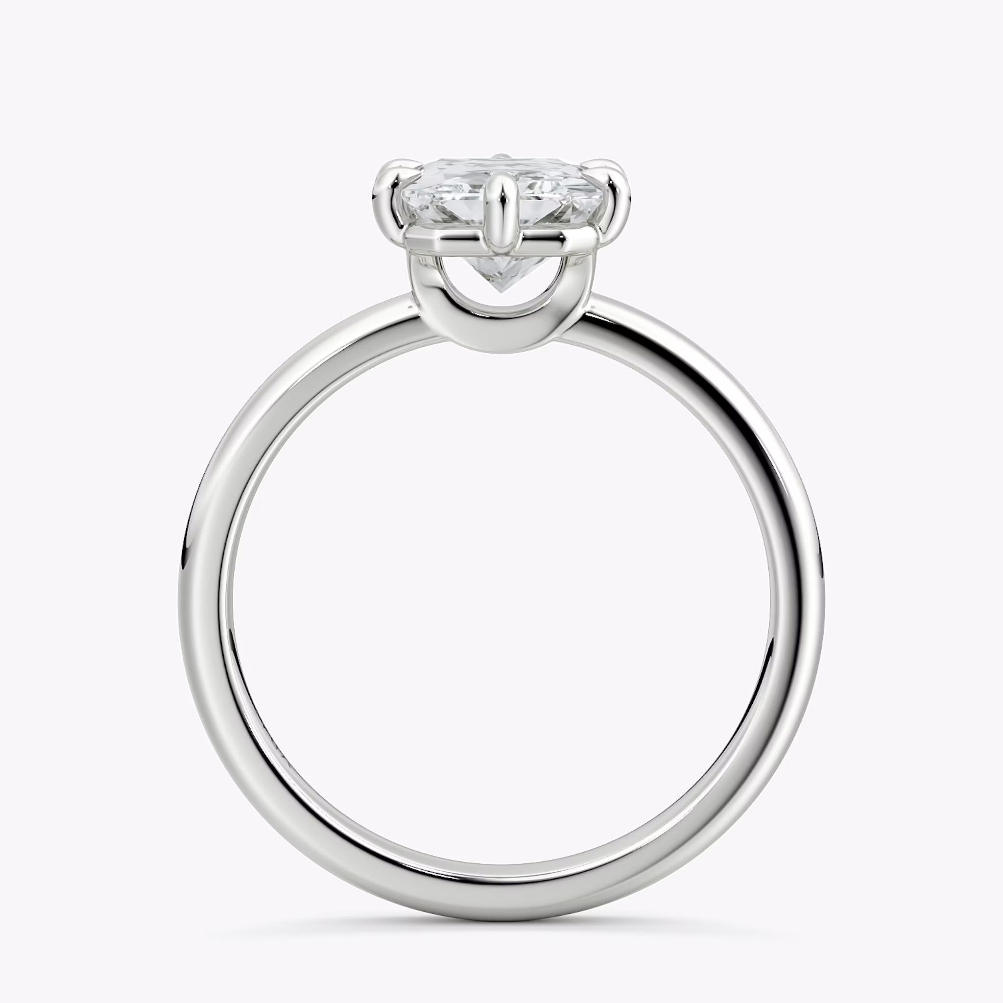 The Signature 6 Prong | Radiant | 18k | White Gold | bandAccent: Plain | bandWidth: large | hiddenHalo: no | diamondOrientation: vertical | caratWeight: other