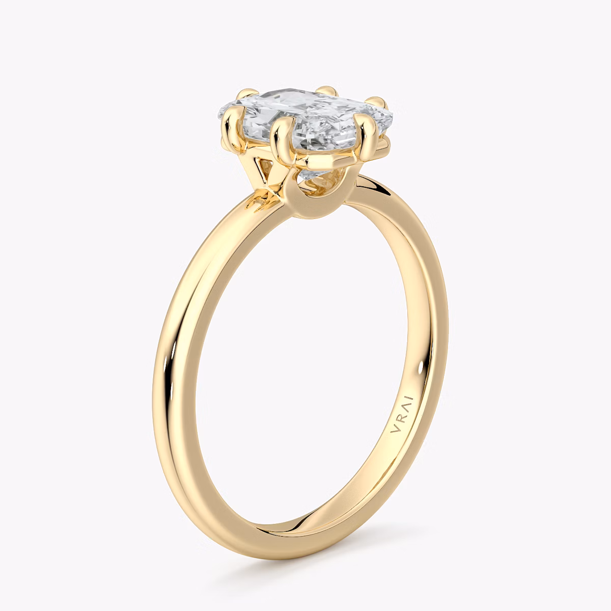 The Signature 6 Prong | Radiant | 18k | Yellow Gold | bandAccent: Plain | bandWidth: large | hiddenHalo: no | diamondOrientation: vertical | caratWeight: other