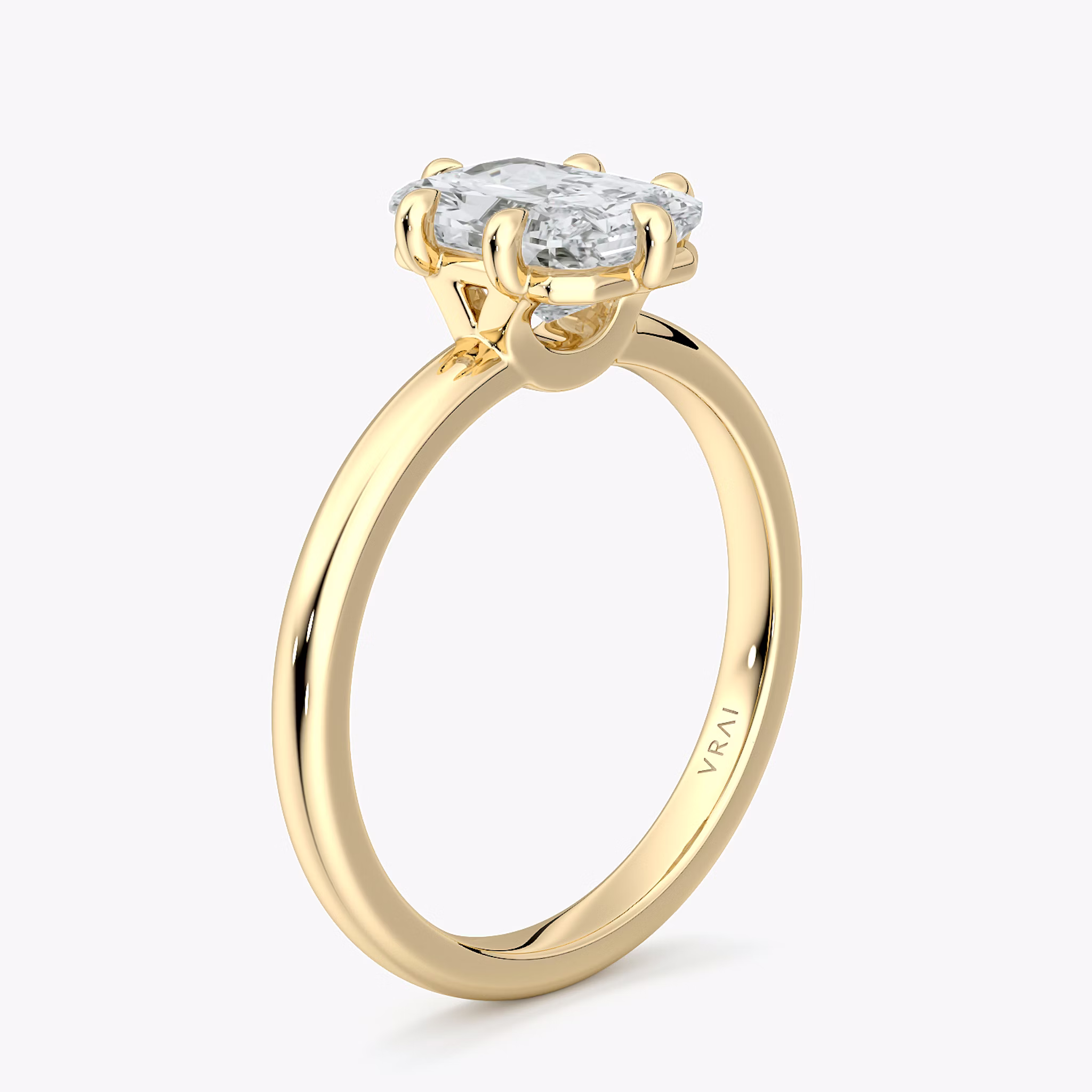 The Signature 6 Prong | Radiant | 18k | Yellow Gold | bandAccent: Plain | bandWidth: large | hiddenHalo: no | diamondOrientation: vertical | caratWeight: other