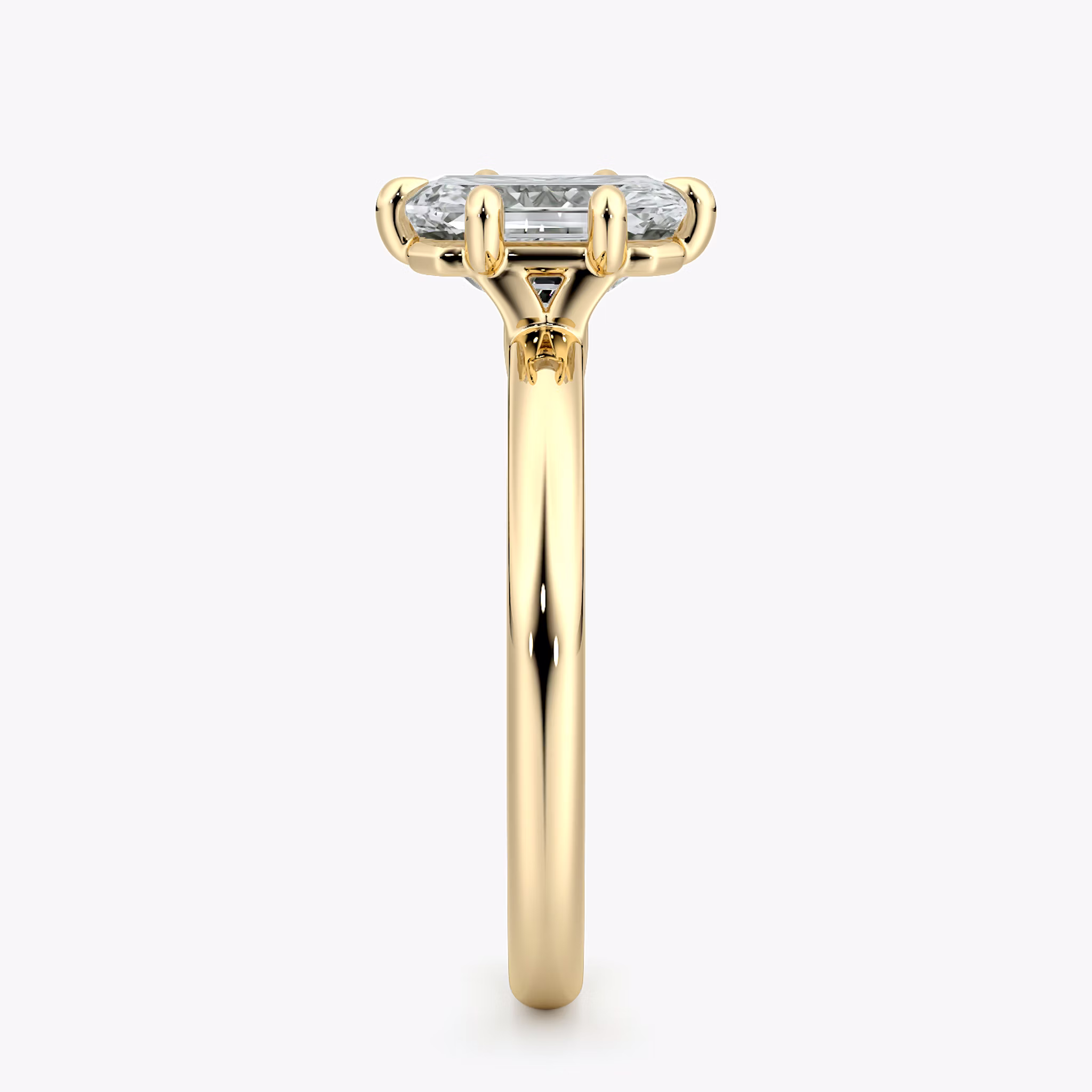 The Signature 6 Prong | Radiant | 18k | Yellow Gold | bandAccent: Plain | bandWidth: large | hiddenHalo: no | diamondOrientation: vertical | caratWeight: other