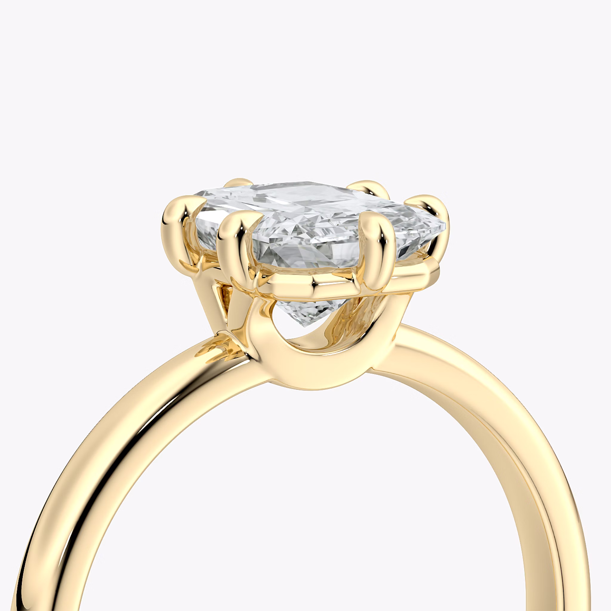The Signature 6 Prong | Radiant | 18k | Yellow Gold | bandAccent: Plain | bandWidth: large | hiddenHalo: no | diamondOrientation: vertical | caratWeight: other