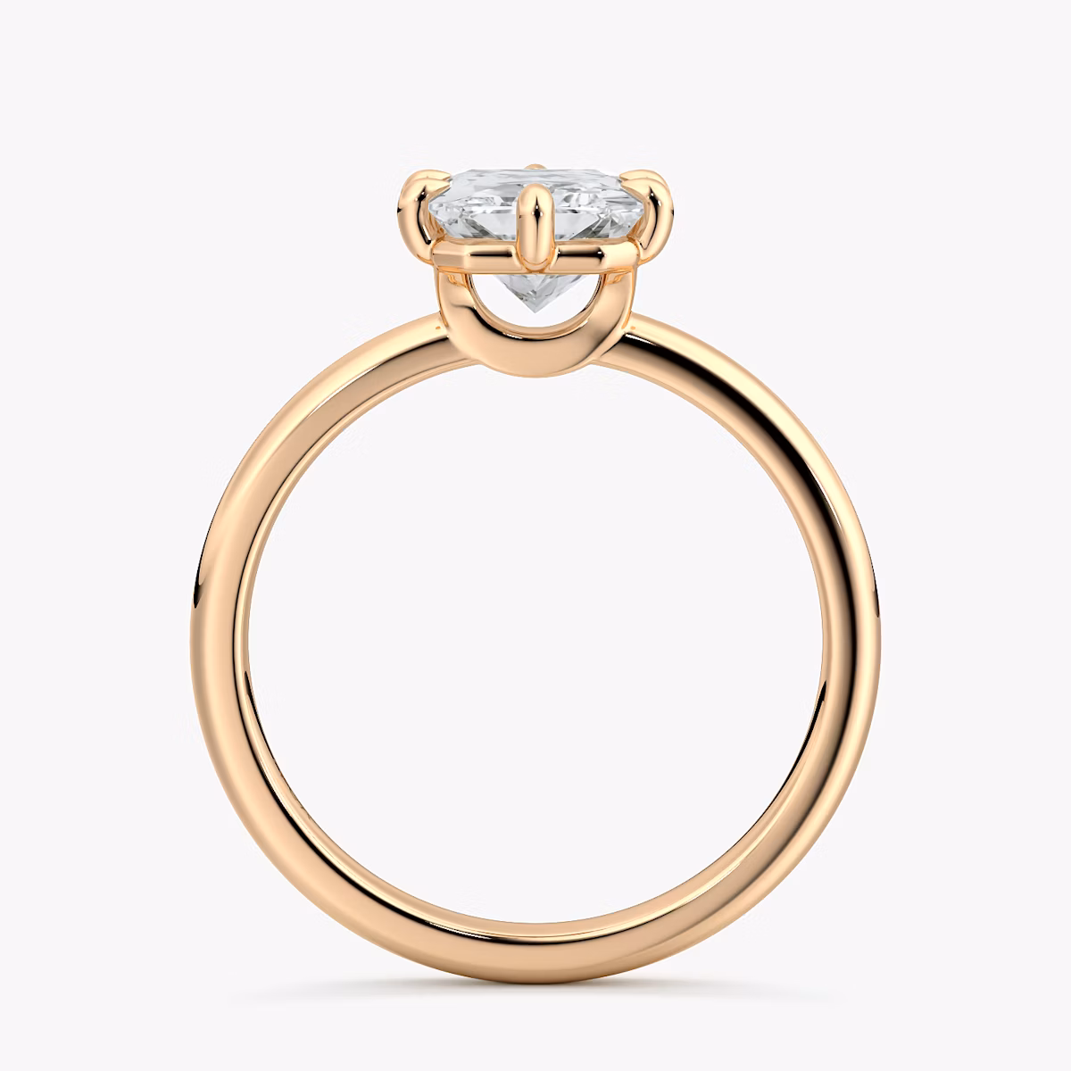 The Signature 6 Prong | Radiant | 14k | Rose Gold | bandAccent: Plain | bandWidth: large | hiddenHalo: no | diamondOrientation: vertical | caratWeight: other