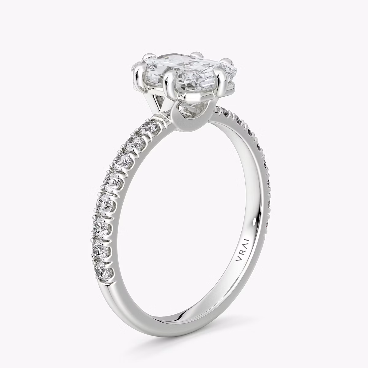 The Signature 6 Prong | Radiant | Platinum | bandAccent: Pavé | bandWidth: large | hiddenHalo: no | diamondOrientation: vertical | caratWeight: other