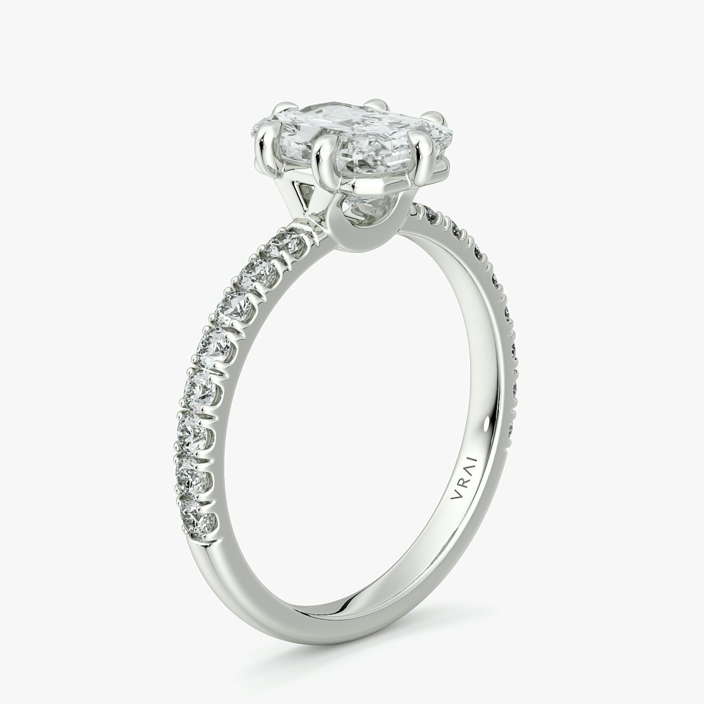 The Signature 6 Prong | Radiant | Platinum | bandAccent: Pavé | bandWidth: large | hiddenHalo: no | diamondOrientation: vertical | caratWeight: other