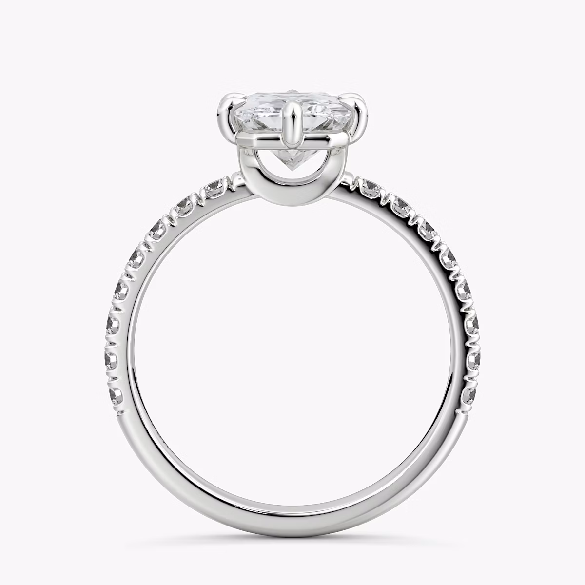 The Signature 6 Prong | Radiant | Platinum | bandAccent: Pavé | bandWidth: large | hiddenHalo: no | diamondOrientation: vertical | caratWeight: other