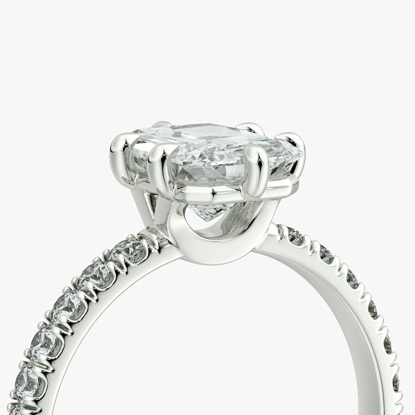 The Signature 6 Prong | Radiant | Platinum | bandAccent: Pavé | bandWidth: large | hiddenHalo: no | diamondOrientation: vertical | caratWeight: other