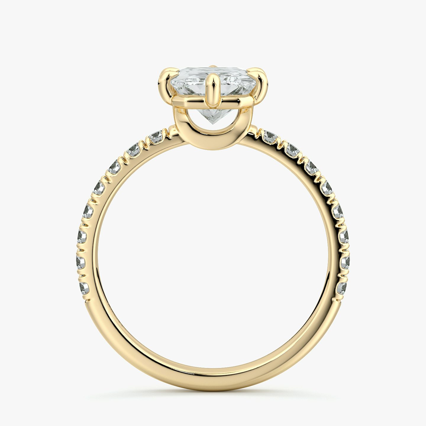 The Signature 6 Prong | Radiant | 18k | Yellow Gold | bandAccent: Pavé | bandWidth: large | hiddenHalo: no | diamondOrientation: vertical | caratWeight: other