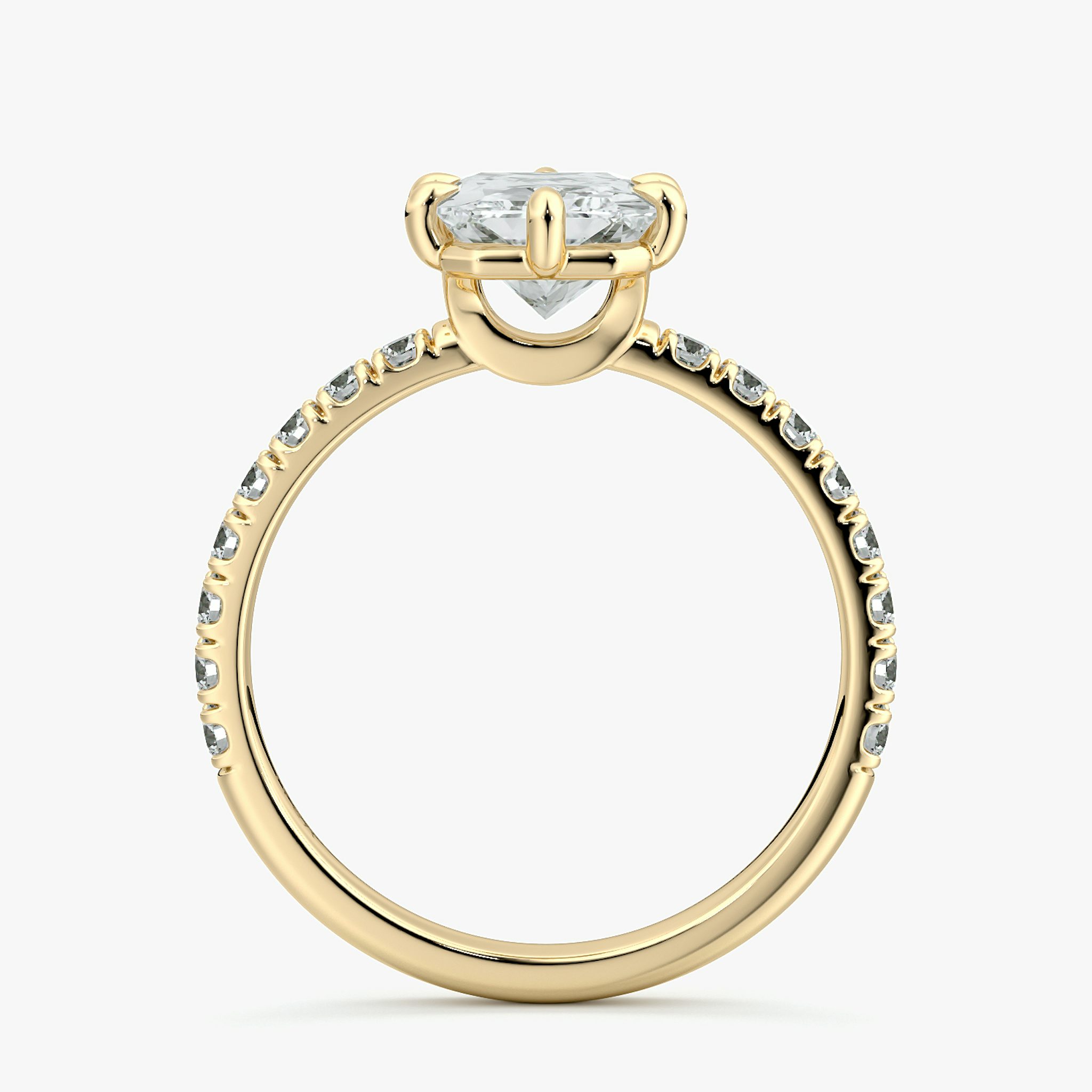 The Signature 6 Prong | Radiant | 18k | Yellow Gold | bandAccent: Pavé | bandWidth: large | hiddenHalo: no | diamondOrientation: vertical | caratWeight: other