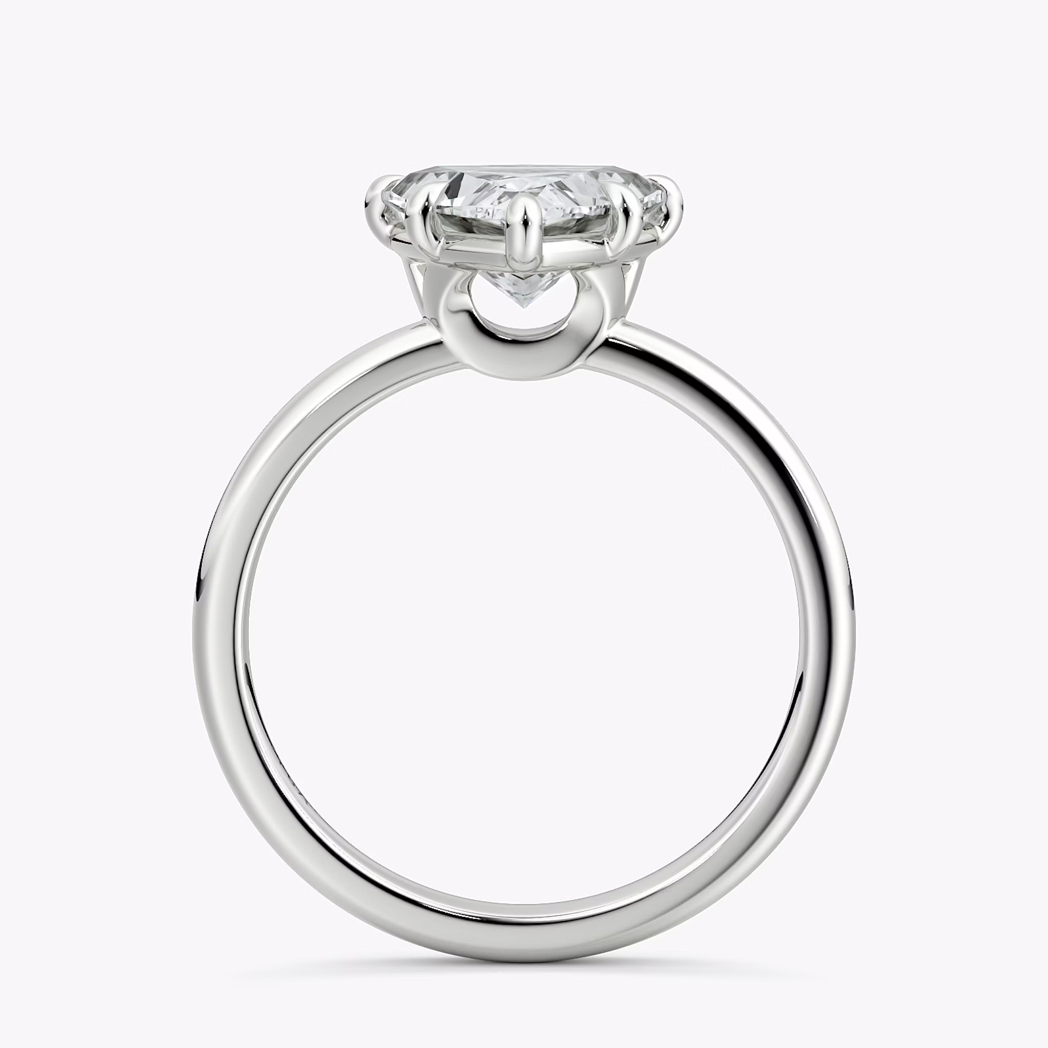 The Signature 6 Prong | Trillion | 18k | White Gold | bandAccent: Plain | bandWidth: large | hiddenHalo: no | diamondOrientation: vertical | caratWeight: other