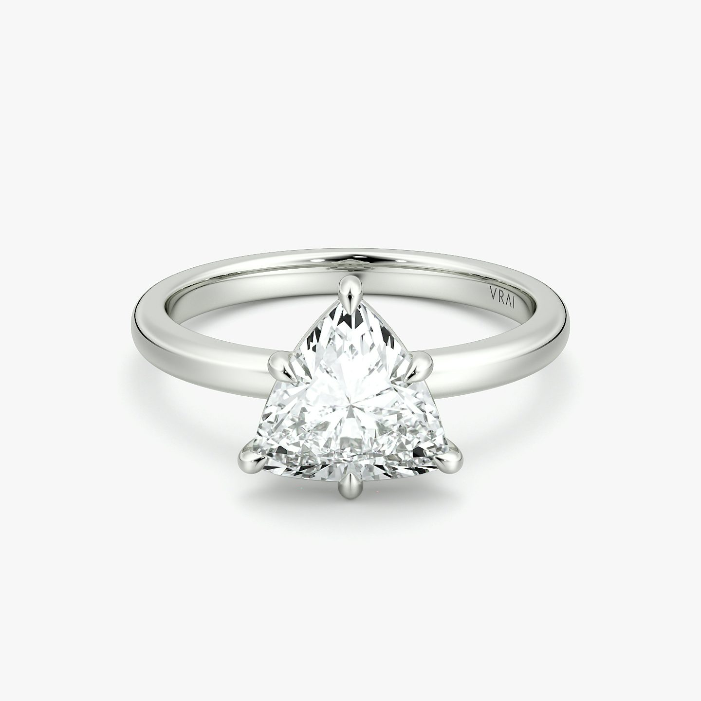 The Signature 6 Prong | Trillion | Platinum | bandAccent: Plain | bandWidth: large | hiddenHalo: no | diamondOrientation: vertical | caratWeight: other