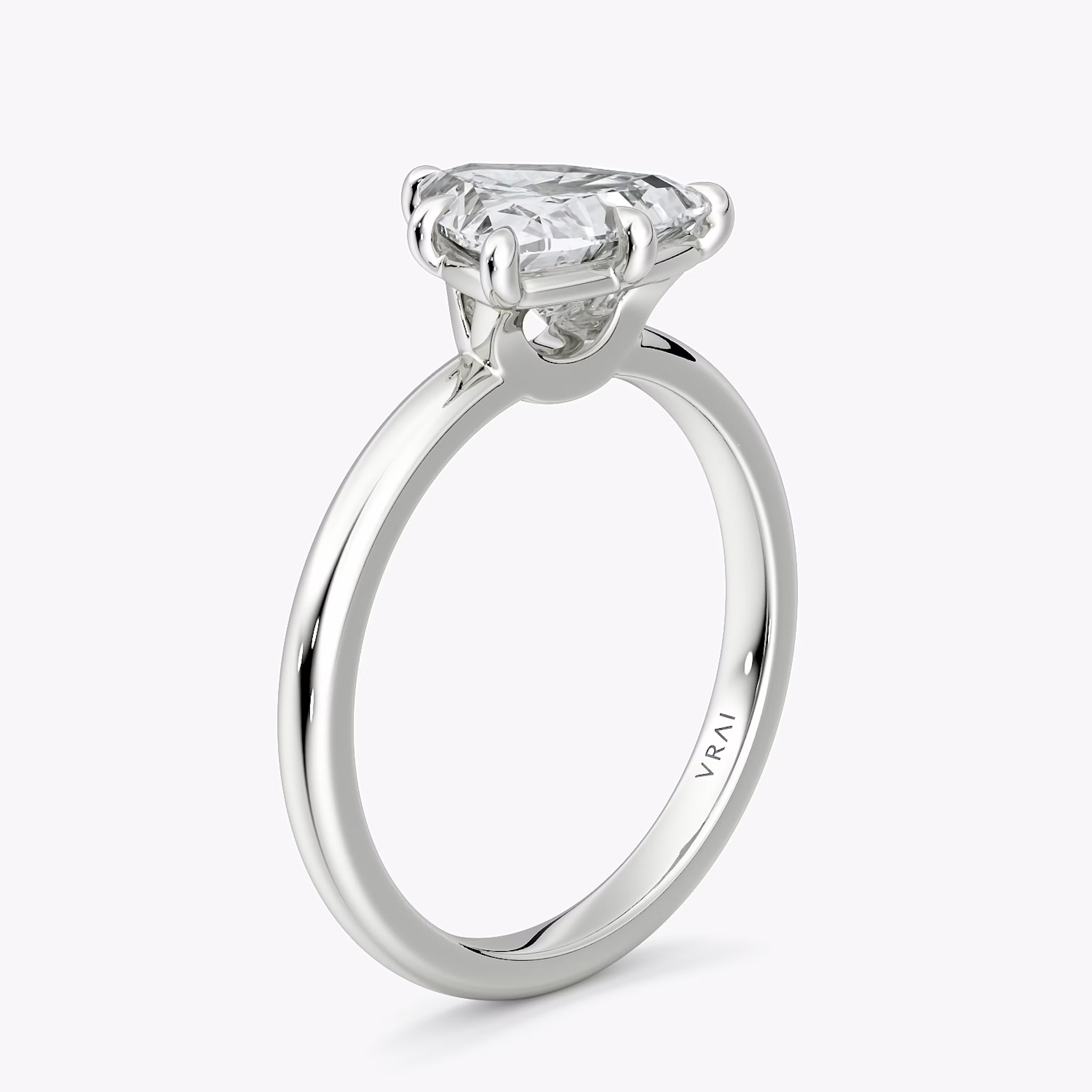 The Signature 6 Prong | Trillion | 18k | White Gold | bandAccent: Plain | bandWidth: large | hiddenHalo: no | diamondOrientation: vertical | caratWeight: other