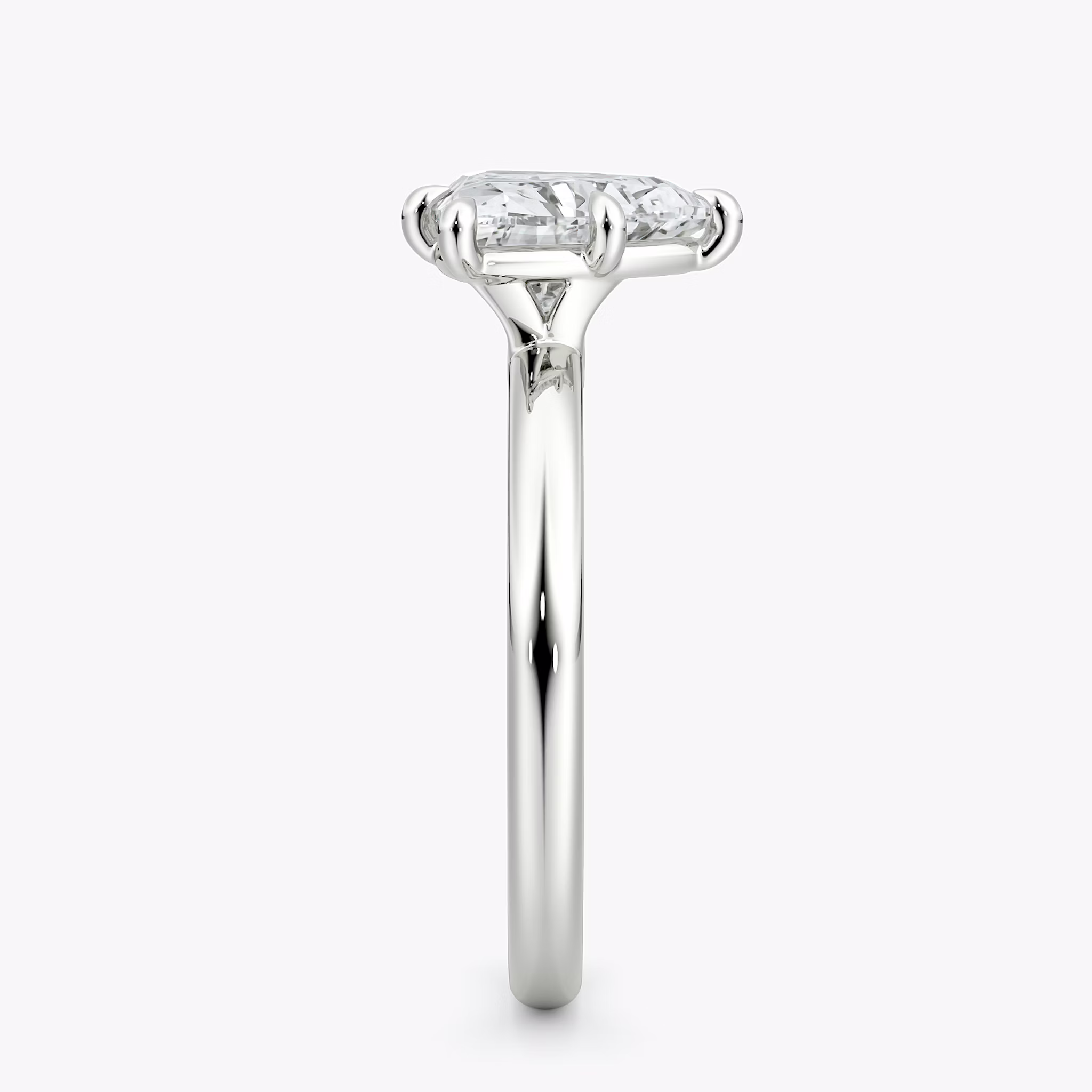 The Signature 6 Prong | Trillion | 18k | White Gold | bandAccent: Plain | bandWidth: large | hiddenHalo: no | diamondOrientation: vertical | caratWeight: other