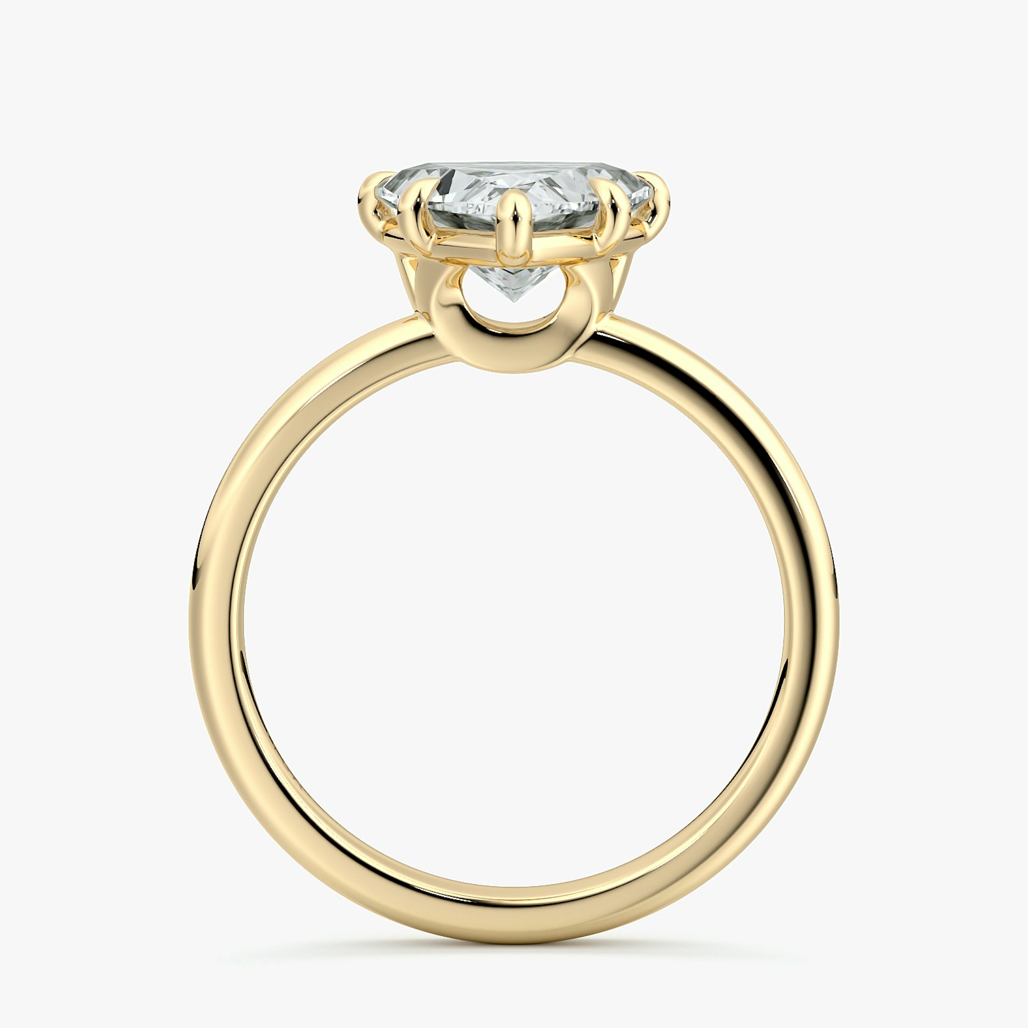 The Signature 6 Prong | Trillion | 18k | Yellow Gold | bandAccent: Plain | bandWidth: large | hiddenHalo: no | diamondOrientation: vertical | caratWeight: other
