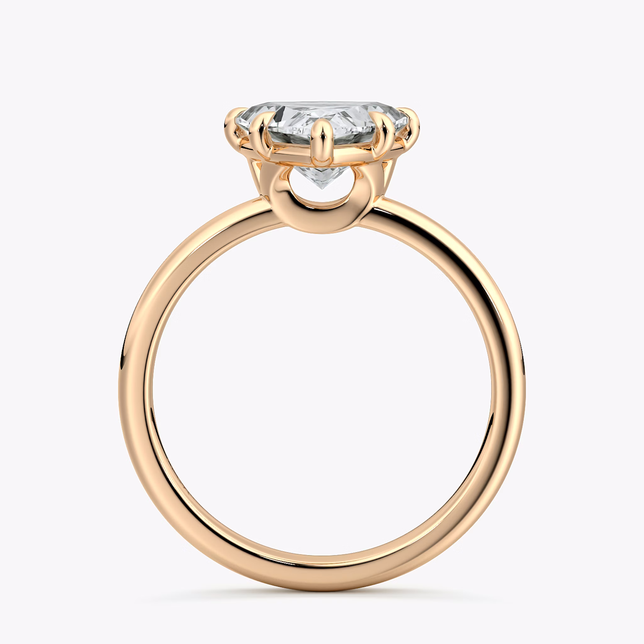 The Signature 6 Prong | Trillion | 14k | Rose Gold | bandAccent: Plain | bandWidth: large | hiddenHalo: no | diamondOrientation: vertical | caratWeight: other