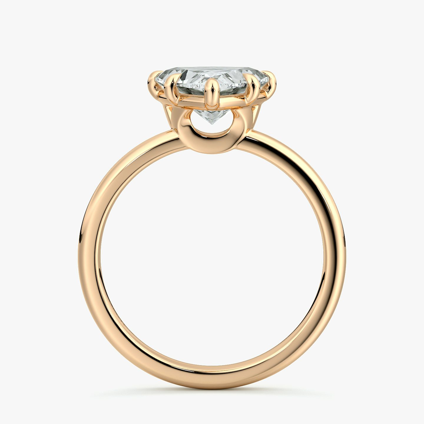Anillo de compromiso Signature 6 Prong | Trillón | 14k | Oro rosa | bandAccent: Simple | bandWidth: large | hiddenHalo: no | diamondOrientation: vertical | caratWeight: other
