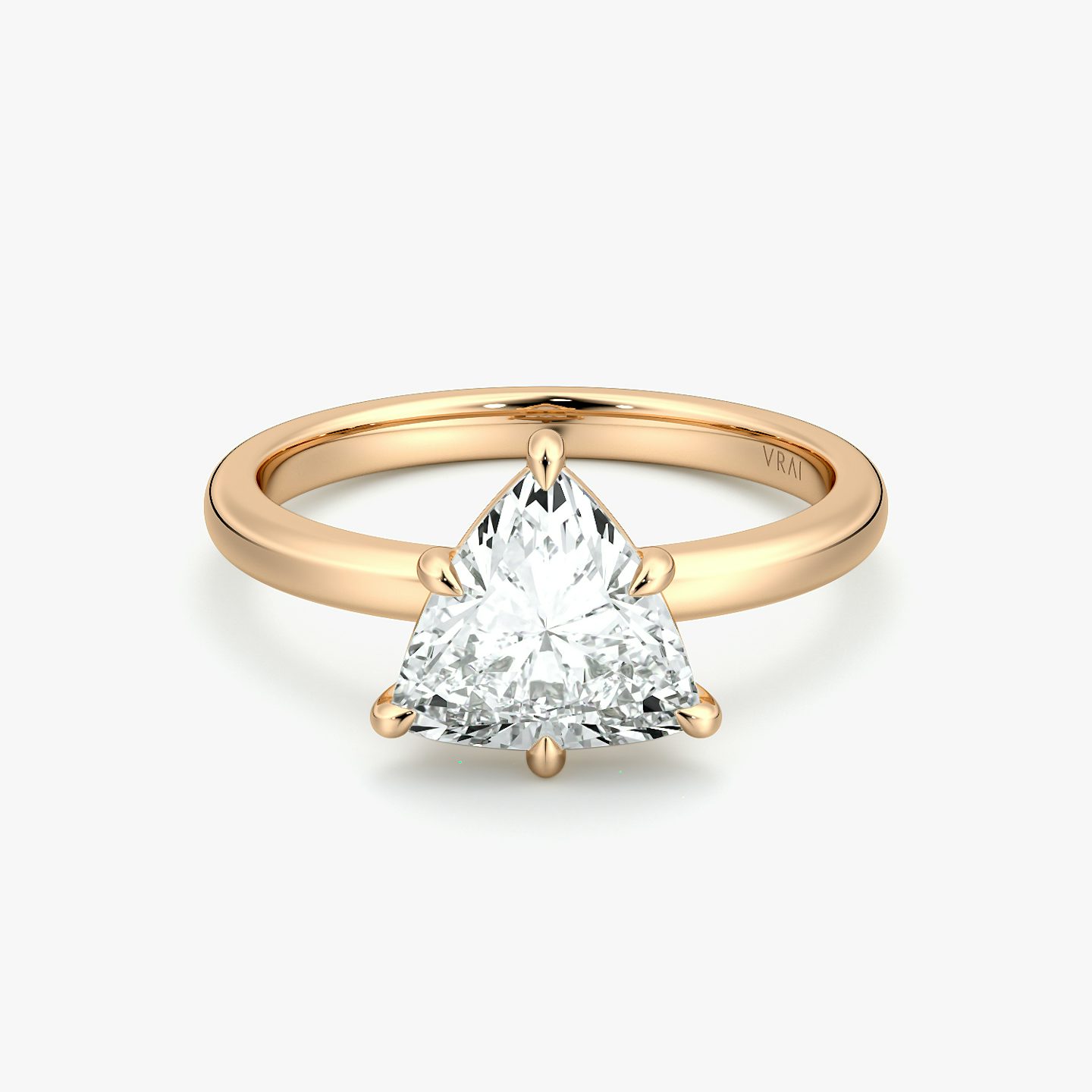 Anillo de compromiso Signature 6 Prong | Trillón | 14k | Oro rosa | bandAccent: Simple | bandWidth: large | hiddenHalo: no | diamondOrientation: vertical | caratWeight: other