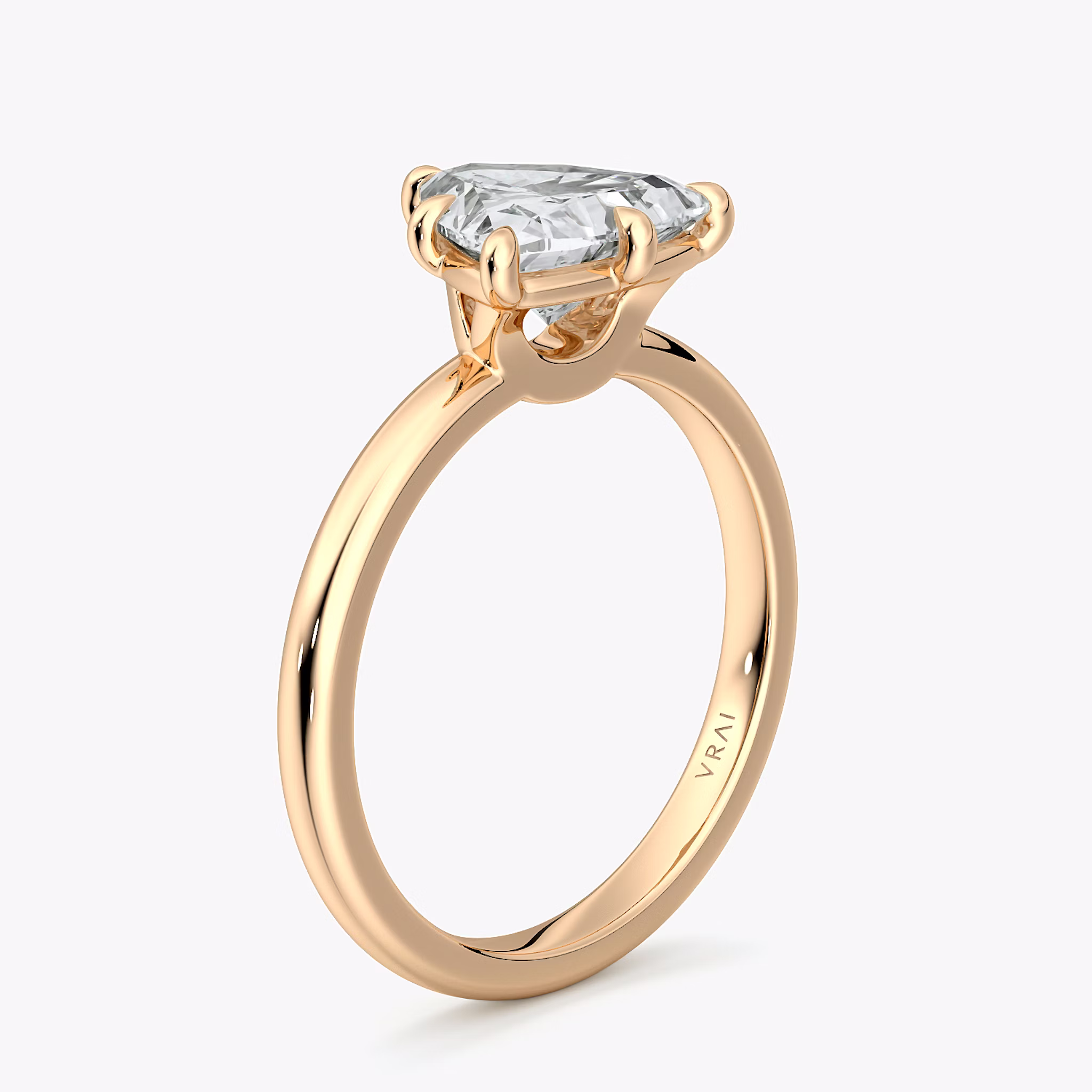 The Signature 6 Prong | Trillion | 14k | Rose Gold | bandAccent: Plain | bandWidth: large | hiddenHalo: no | diamondOrientation: vertical | caratWeight: other