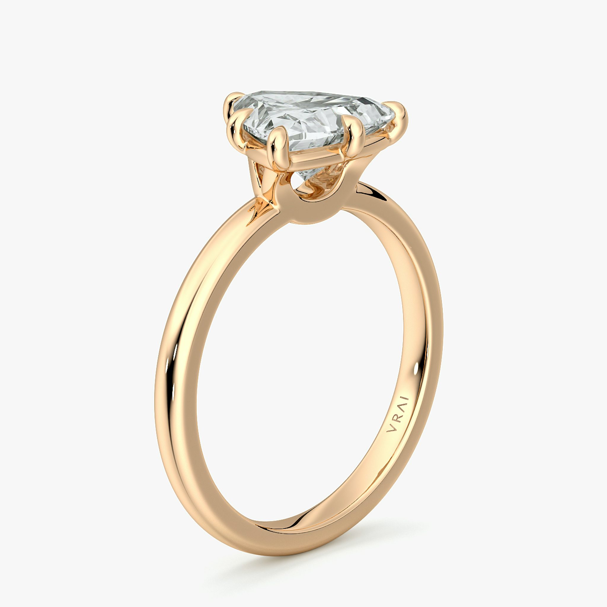 The Signature 6 Prong | Trillion | 14k | Rose Gold | bandAccent: Plain | bandWidth: large | hiddenHalo: no | diamondOrientation: vertical | caratWeight: other